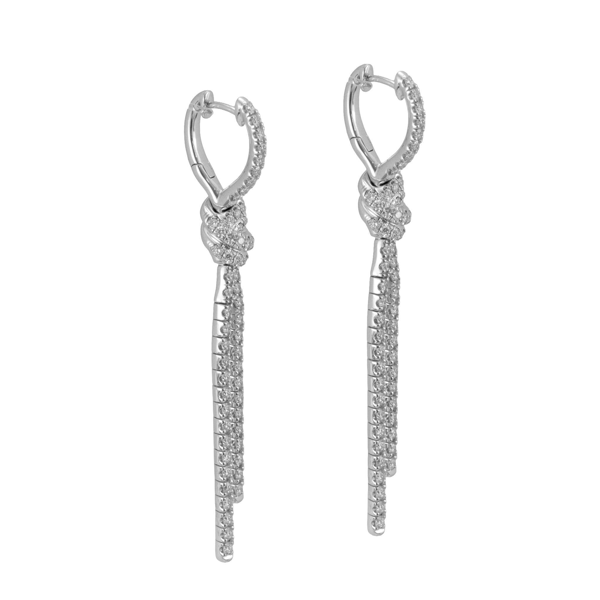 Kwiat Entwine Collection Platinum 2.05ctw Pave Diamond Knotted Drop Earrings
