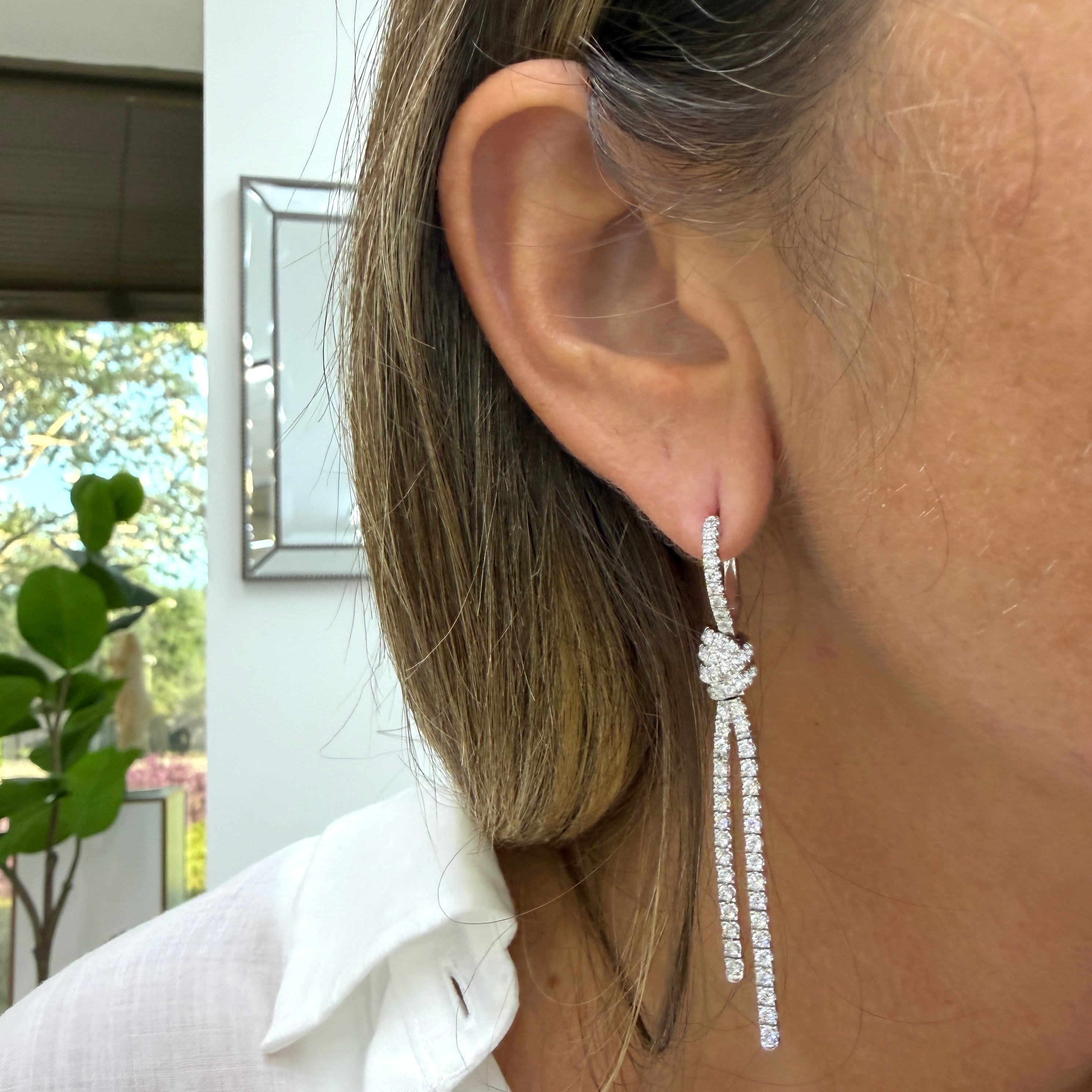 Kwiat Entwine Collection Platinum 2.05ctw Pave Diamond Knotted Drop Earrings