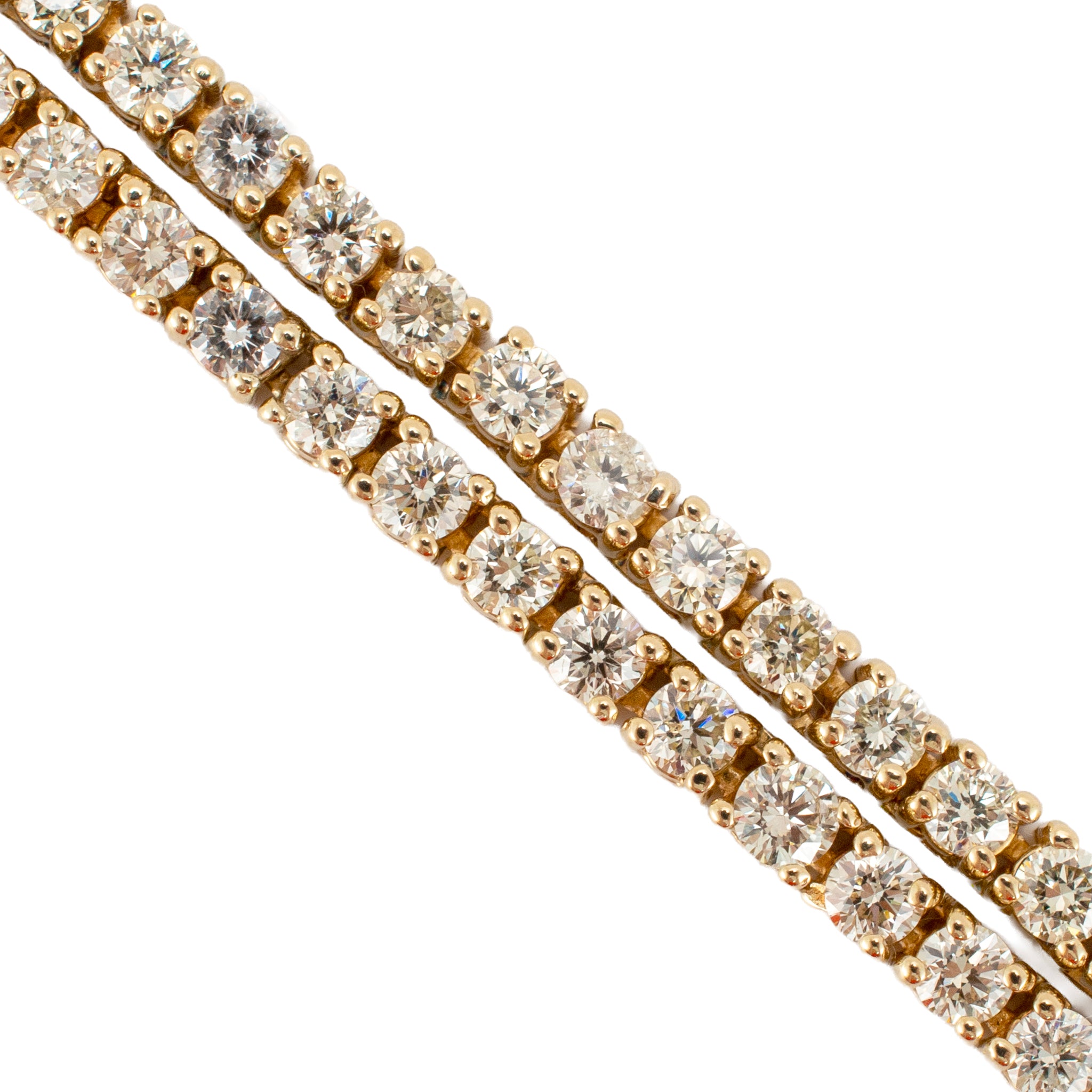 10K Yellow Gold 8.42ct Round Diamond 4 Prongs Chain Tennis Necklace