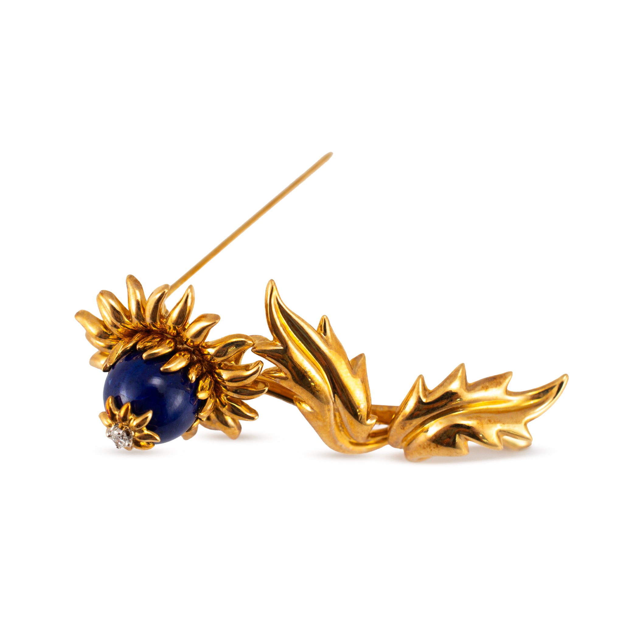 Vintage Tiffany & Co. Schlumberger 18K Yellow Gold Lapis Lazuli Diamond Brooch