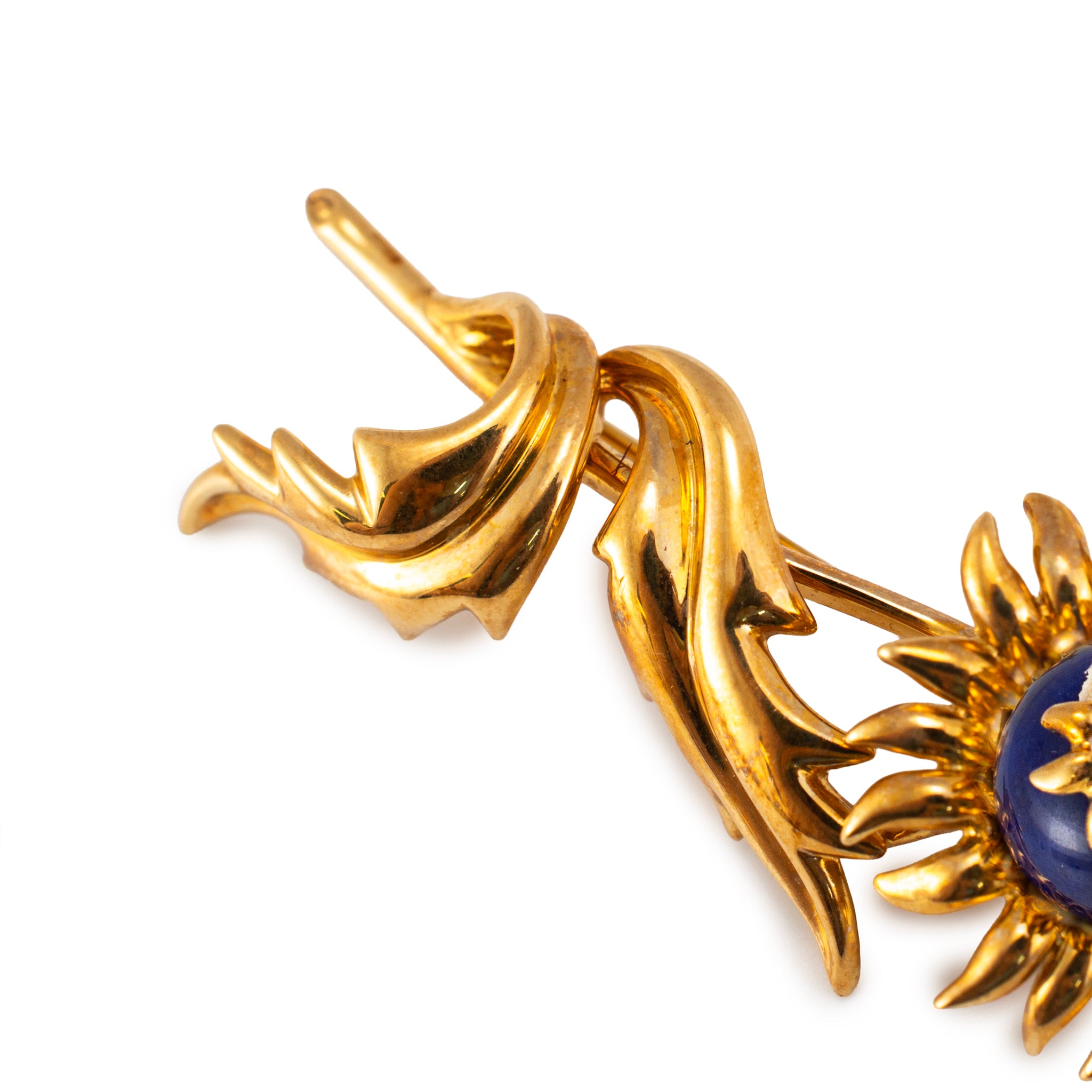 Vintage Tiffany & Co. Schlumberger 18K Yellow Gold Lapis Lazuli Diamond Brooch