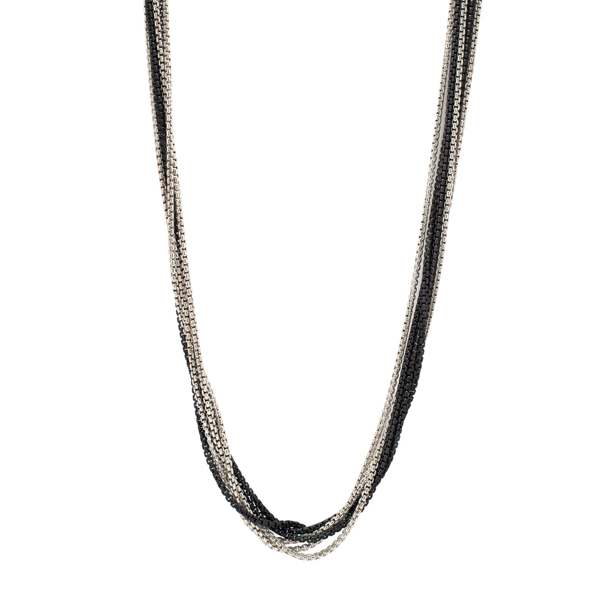 Unisex David Yurman 900 Silver 32” Opera Diamond Multistrand Box Chain Necklace