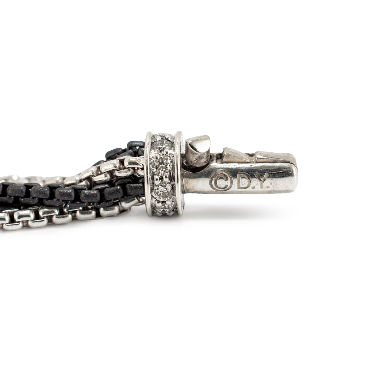 Unisex David Yurman 900 Silver 32” Opera Diamond Multistrand Box Chain Necklace