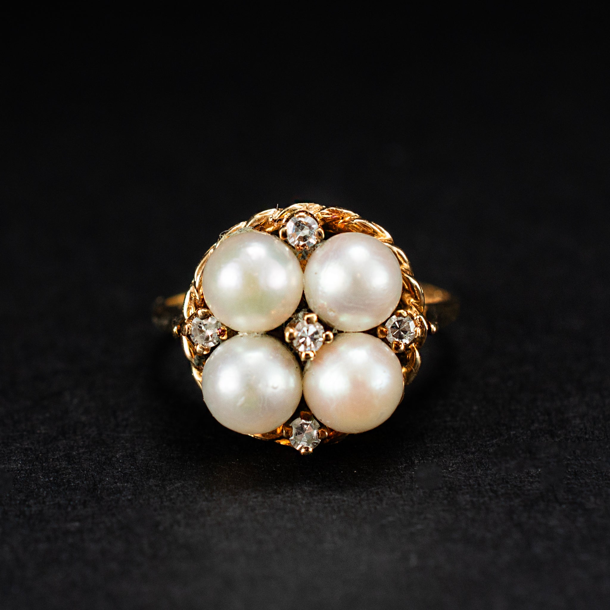 Vintage 14K Yellow Gold 0.10ct Diamond Cluster Ring 4.5g 4¾" 456385 available at DJP Jewelers & Luxury Buyers