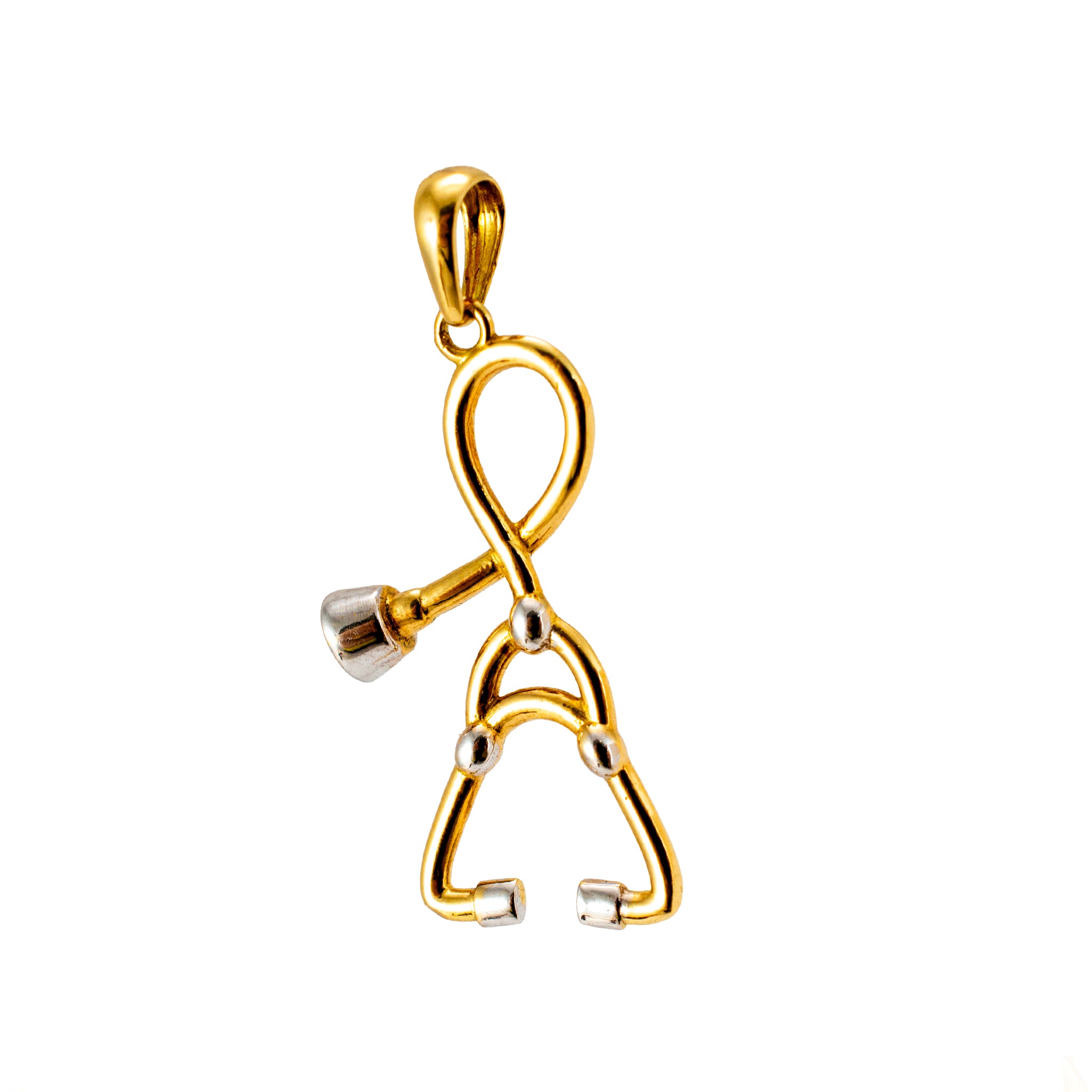 18K Yellow and White Gold Stethoscope Charm Pendant