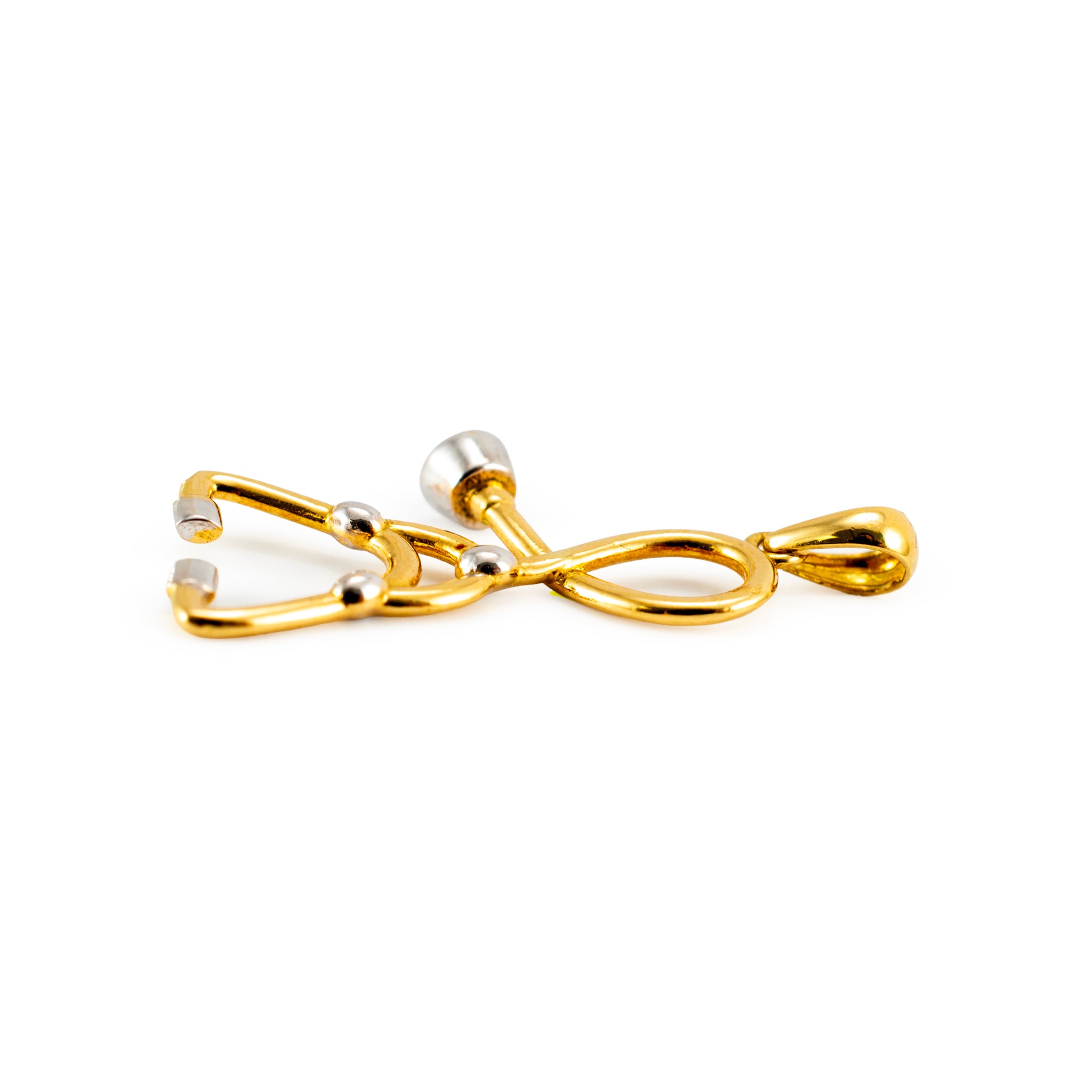 18K Yellow and White Gold Stethoscope Charm Pendant