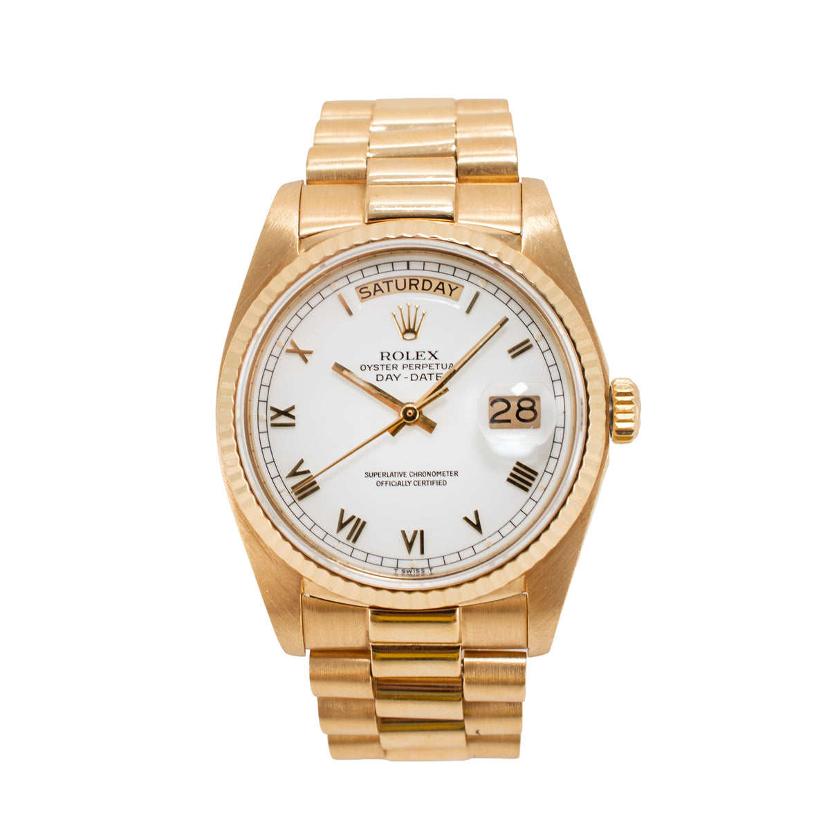 Vintage Rolex Day Date 36MM 18038 President 18K Yellow Gold Automatic Watch