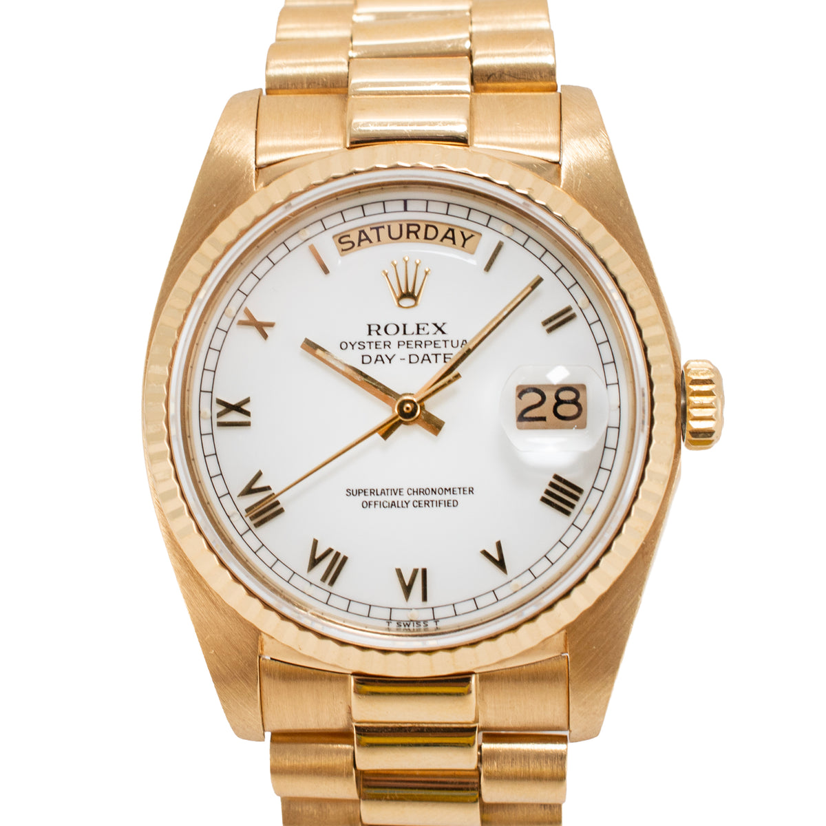 Vintage Rolex Day Date 36MM 18038 President 18K Yellow Gold Automatic Watch