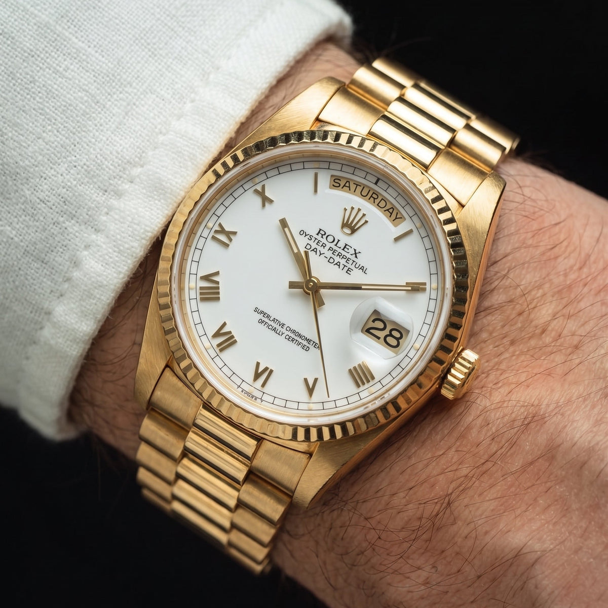 Vintage Rolex Day Date 36MM 18038 President 18K Yellow Gold Automatic Watch