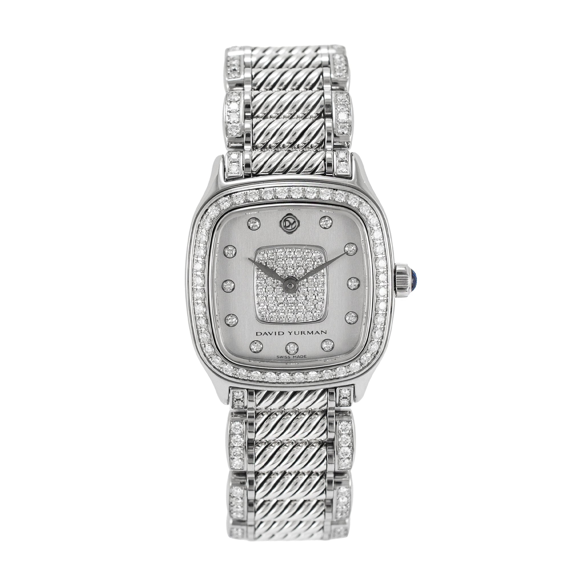 Ladies David Yurman Thoroughbred 31MM T304-Xsst Diamond Steel Quartz Watch