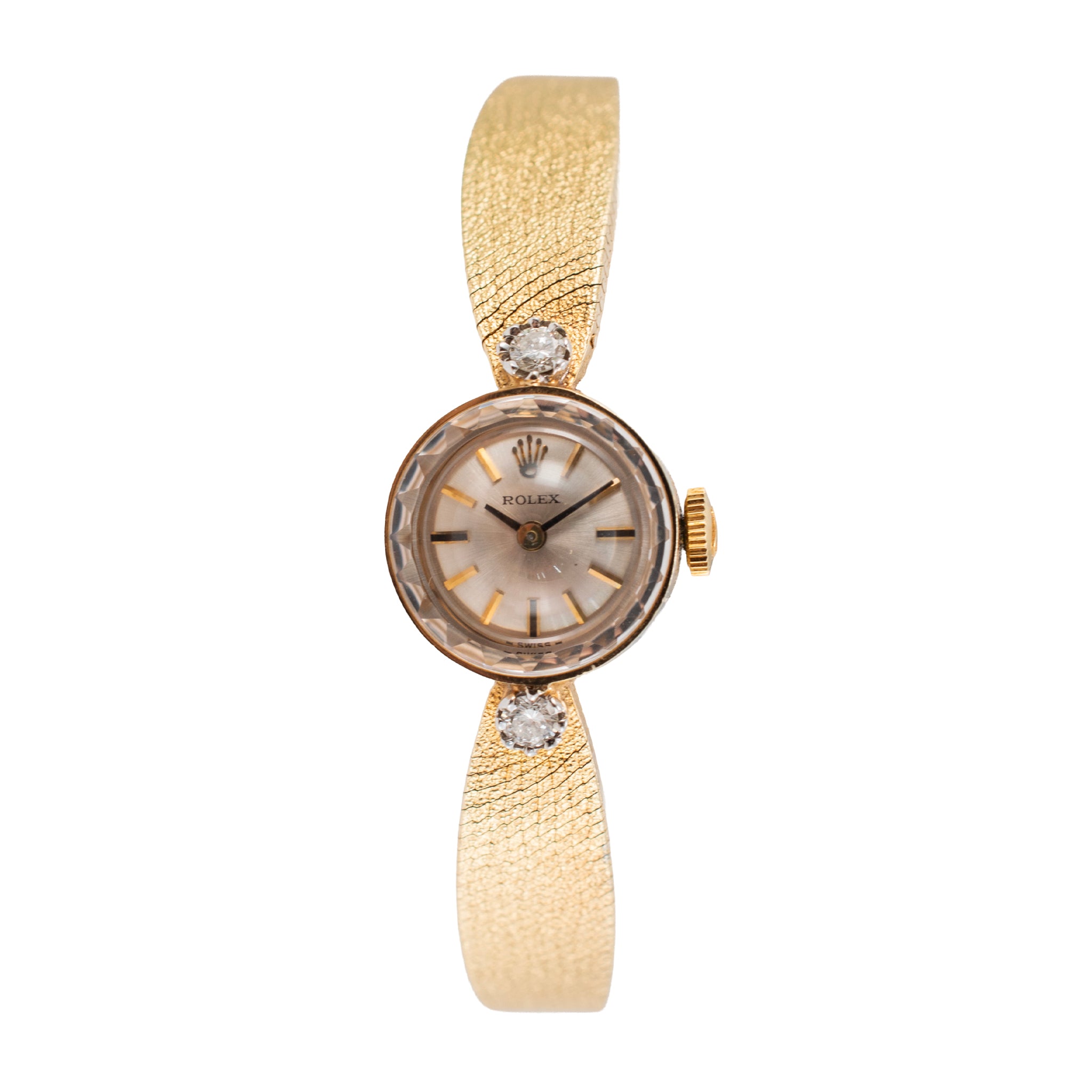 Ladies Vintage Rolex Orchid Cocktail 15MM Diamond 14K Yellow Gold Manual Watch