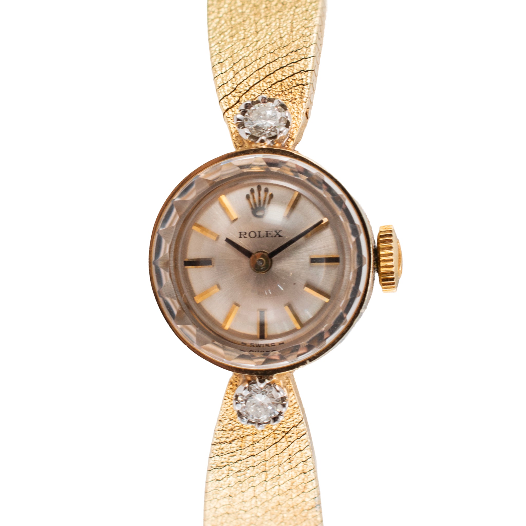 Ladies Vintage Rolex Orchid Cocktail 15MM Diamond 14K Yellow Gold Manual Watch
