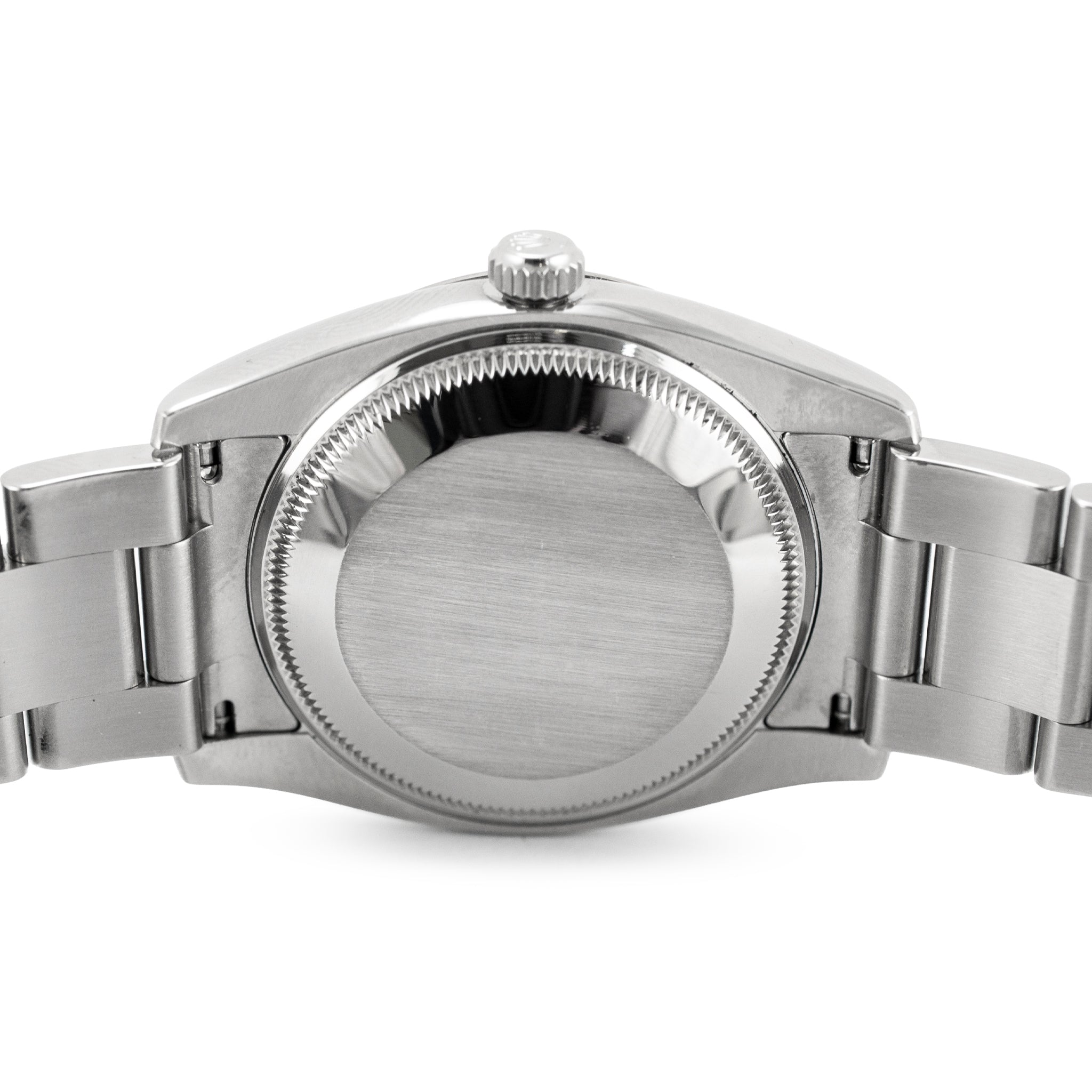 Rolex Air-King 34MM 114234 Silver Oyster Fluted 18K White Gold Bezel Steel Watch