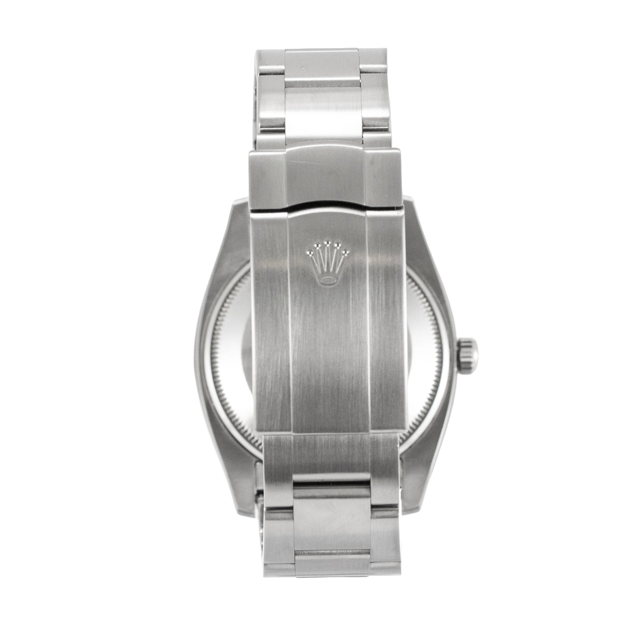 Rolex Air-King 34MM 114234 Silver Oyster Fluted 18K White Gold Bezel Steel Watch