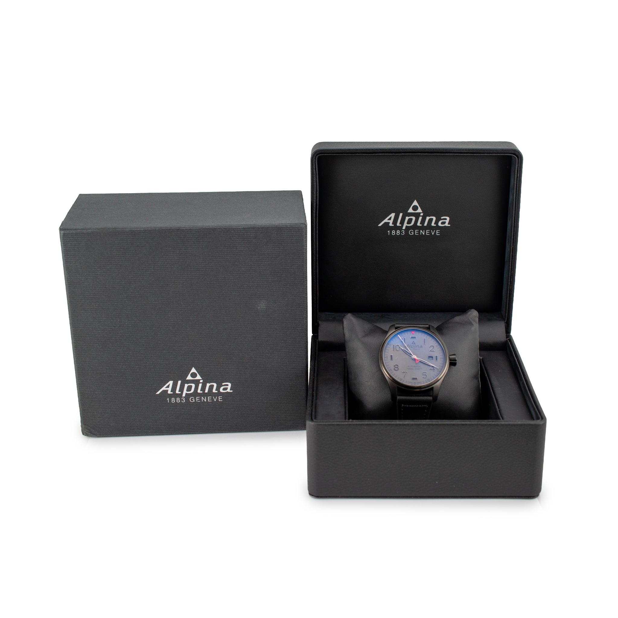 Alpina Startimer Pilot 44MM Al-525gg4fbs6 Grey Dial Leather Strap Steel Watch