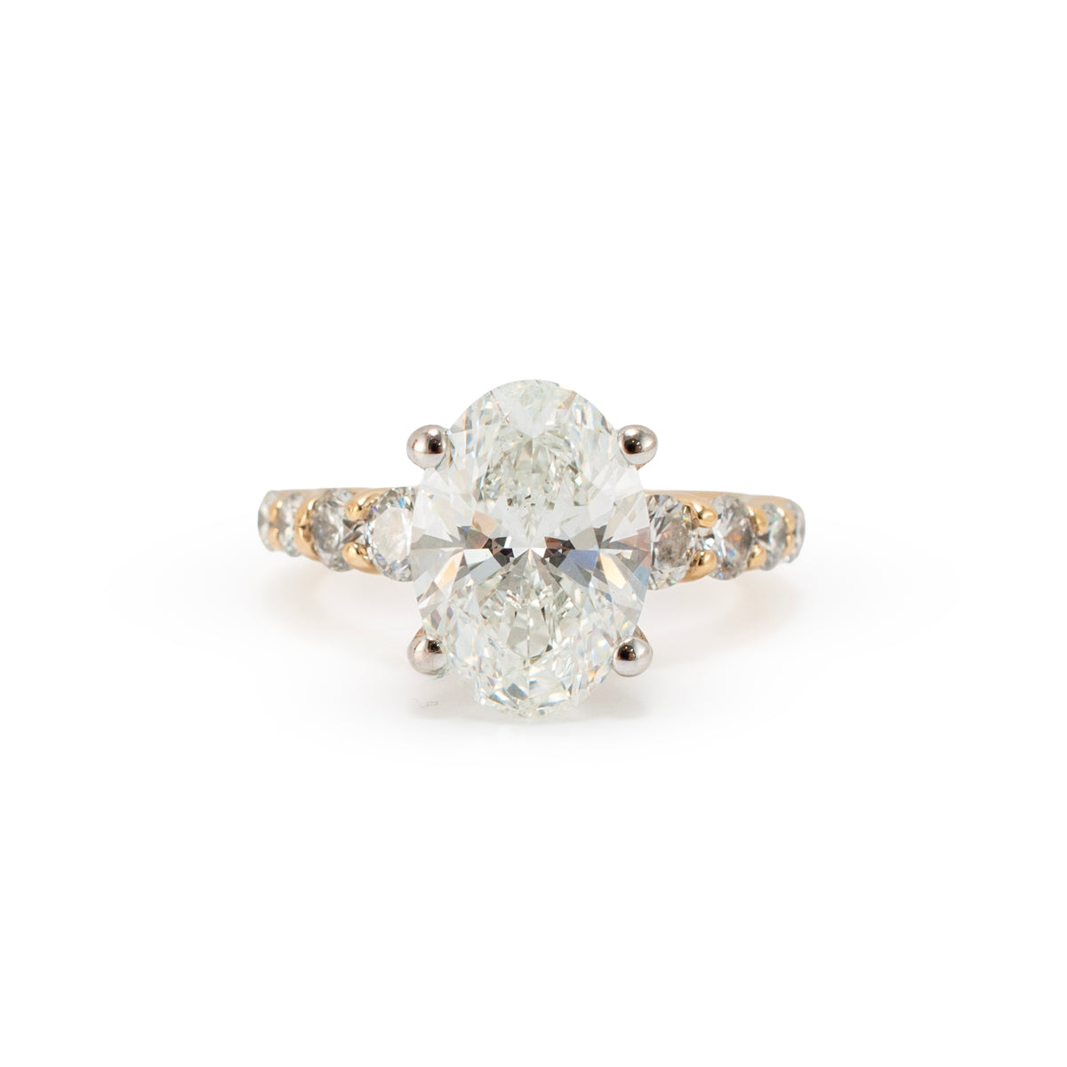 14K Yellow Gold 3.81ctw Oval Lab Grown Diamond Accented Engagement Ring