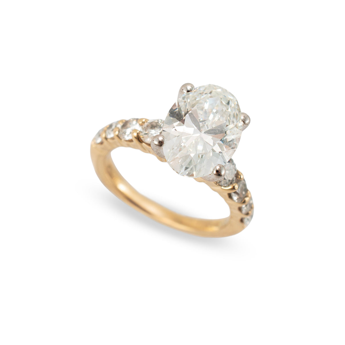 14K Yellow Gold 3.81ctw Oval Lab Grown Diamond Accented Engagement Ring