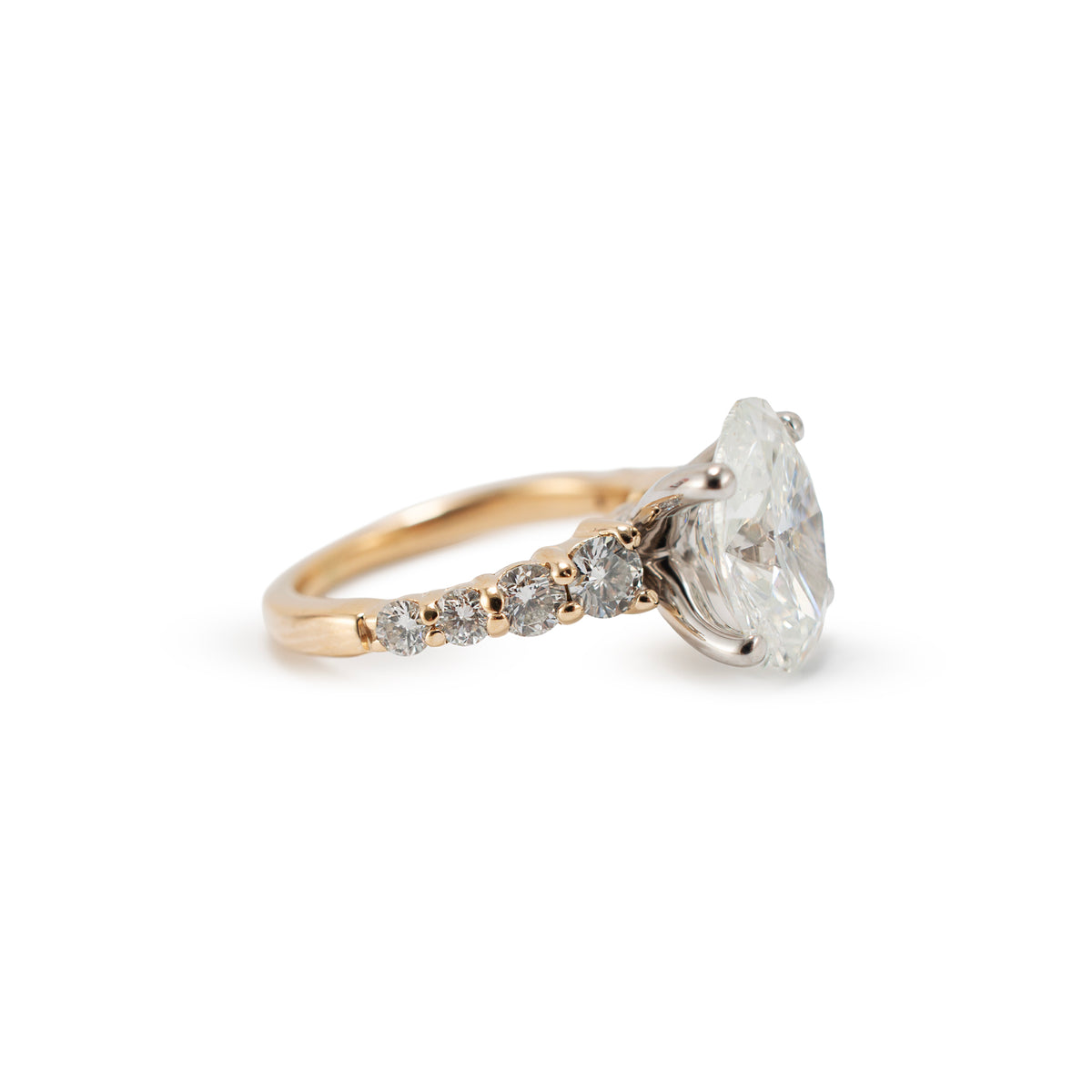 14K Yellow Gold 3.81ctw Oval Lab Grown Diamond Accented Engagement Ring