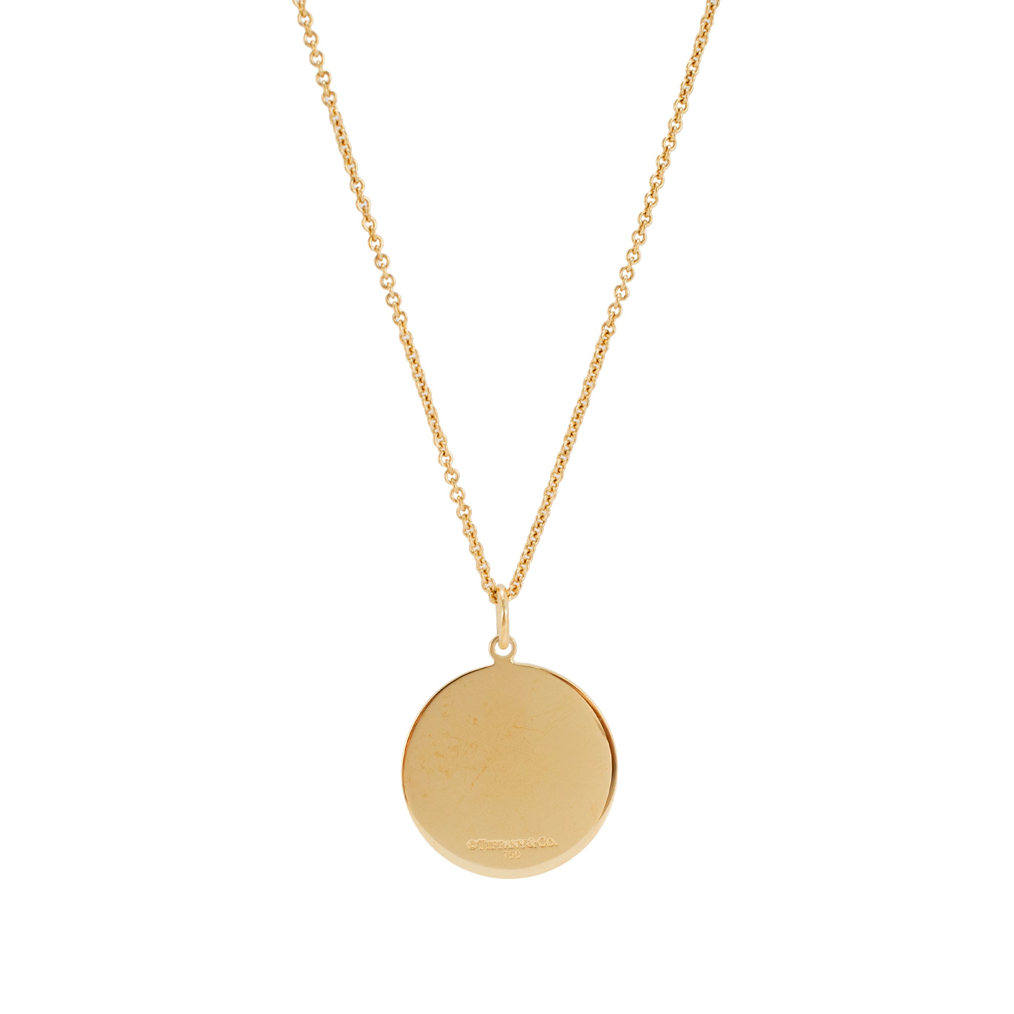 Retired Tiffany & Co. 18K Yellow Gold St. Christopher Medallion Pendant Necklace