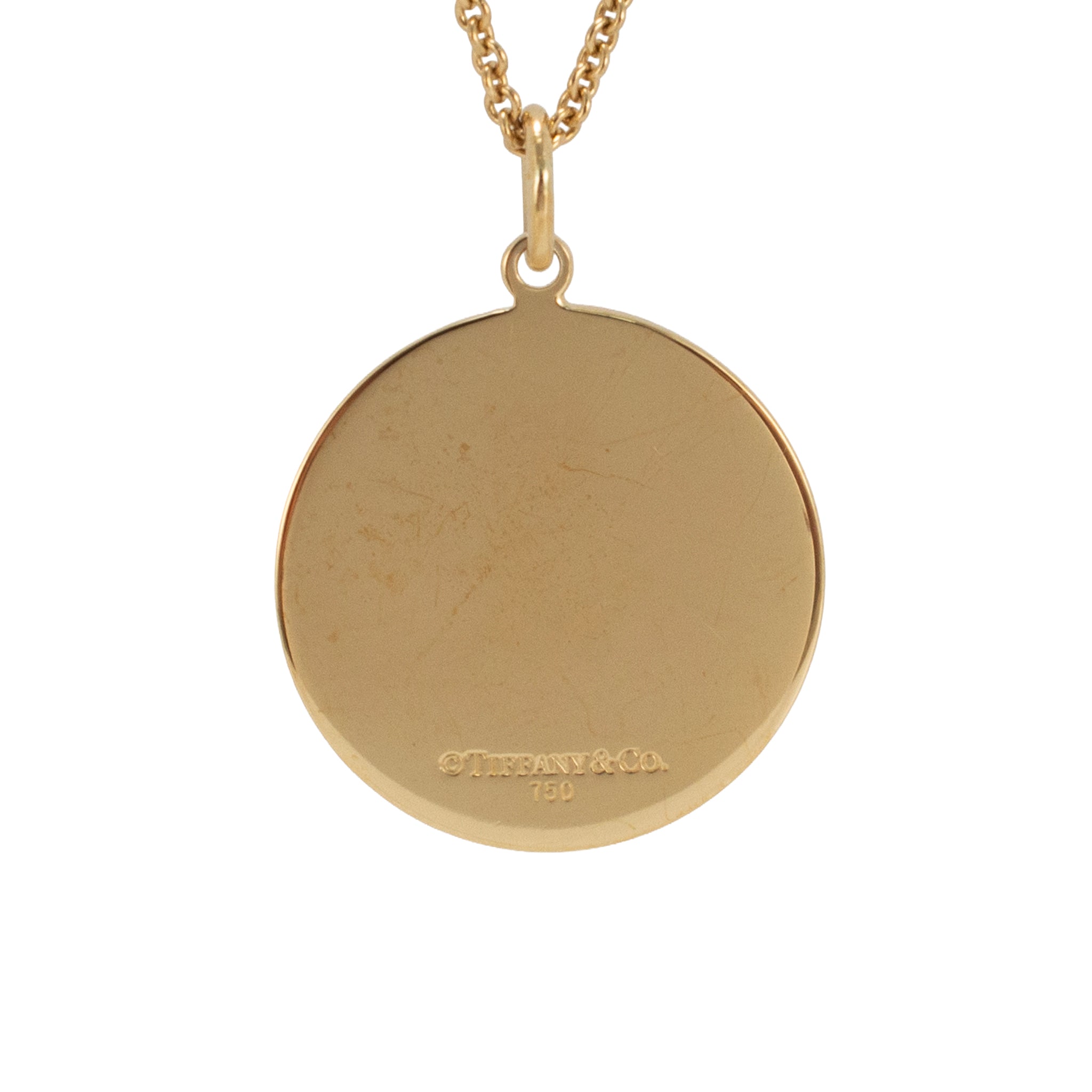 Retired Tiffany & Co. 18K Yellow Gold St. Christopher Medallion Pendant Necklace