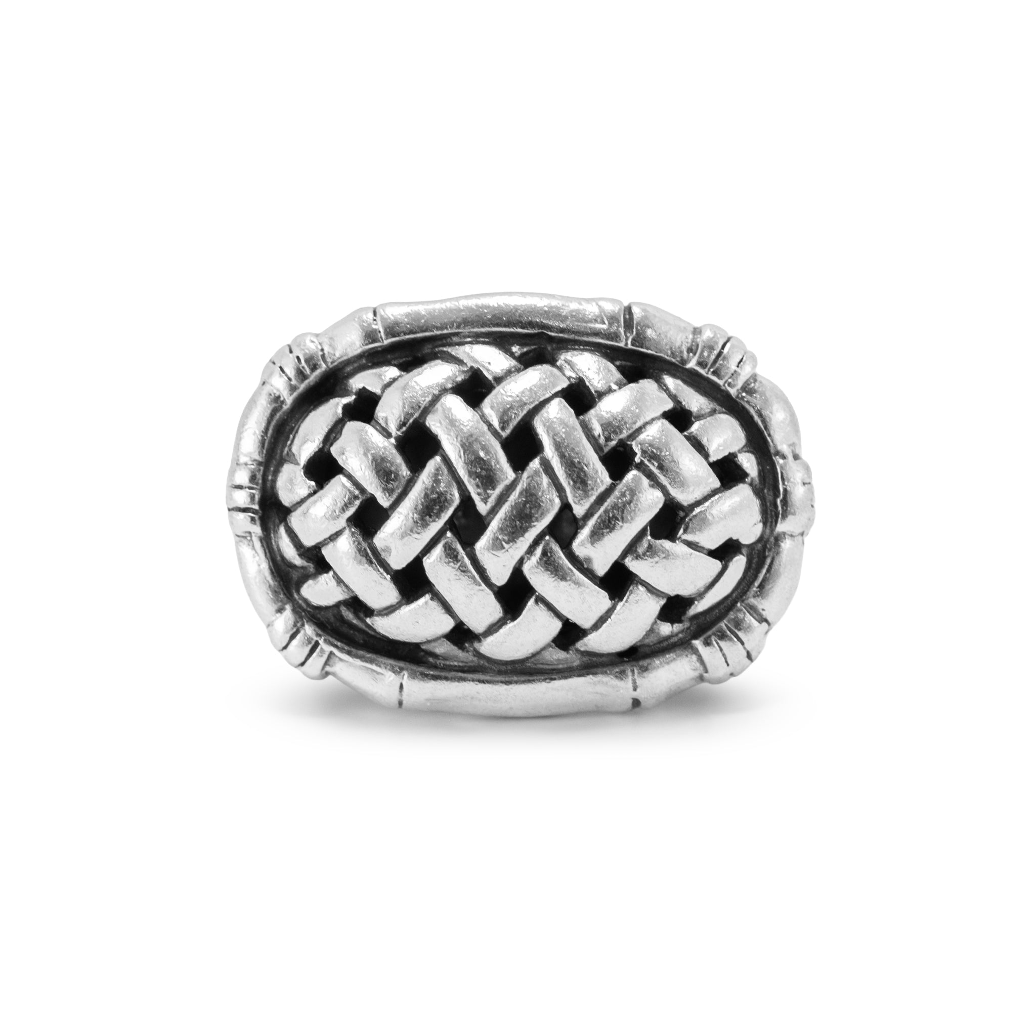Vintage John Hardy 925 Sterling Silver Basket Wide Weave Dome Band Ring