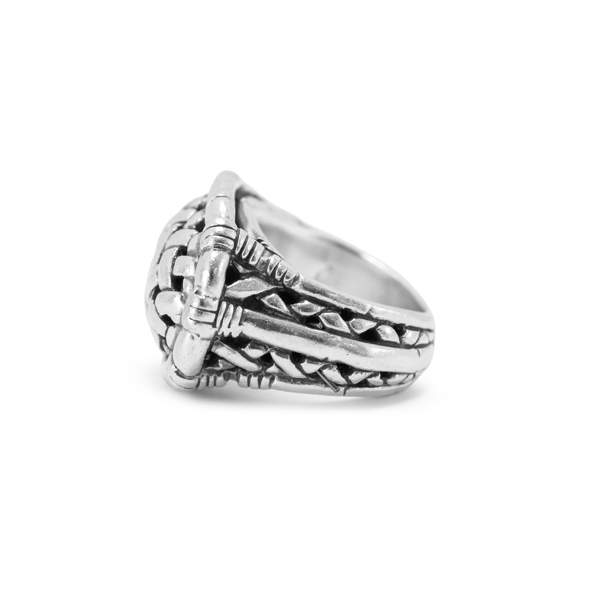 Vintage John Hardy 925 Sterling Silver Basket Wide Weave Dome Band Ring