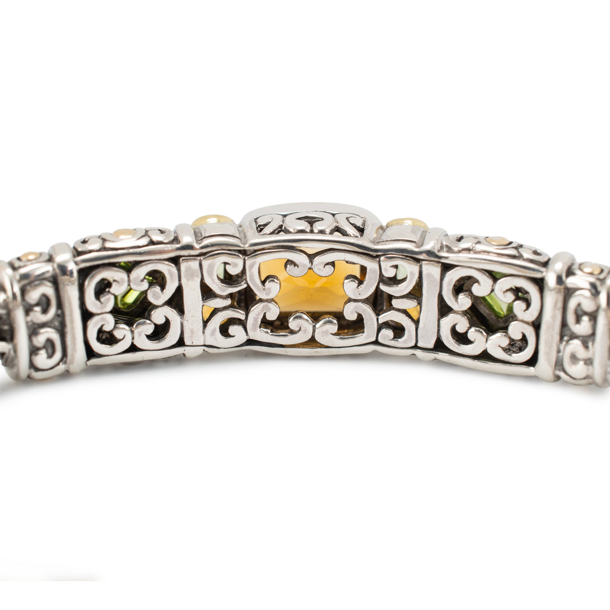 John Hardy Jaisalmer 18K Yellow Gold 925 Silver Citrine Peridot Link Bracelet