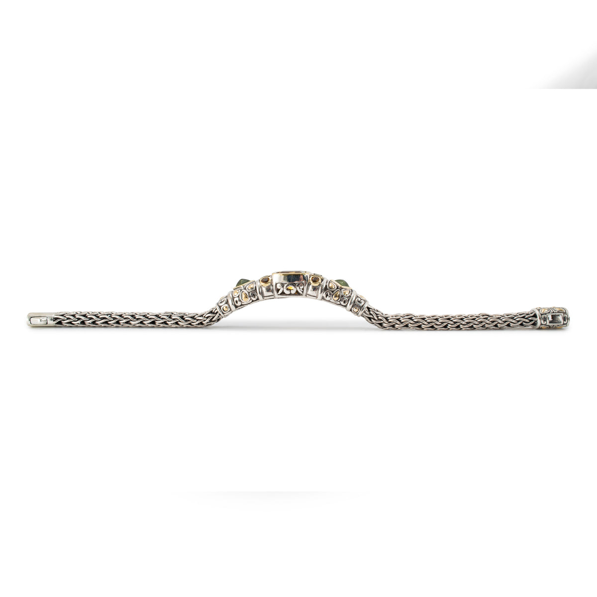 John Hardy Jaisalmer 18K Yellow Gold 925 Silver Citrine Peridot Link Bracelet