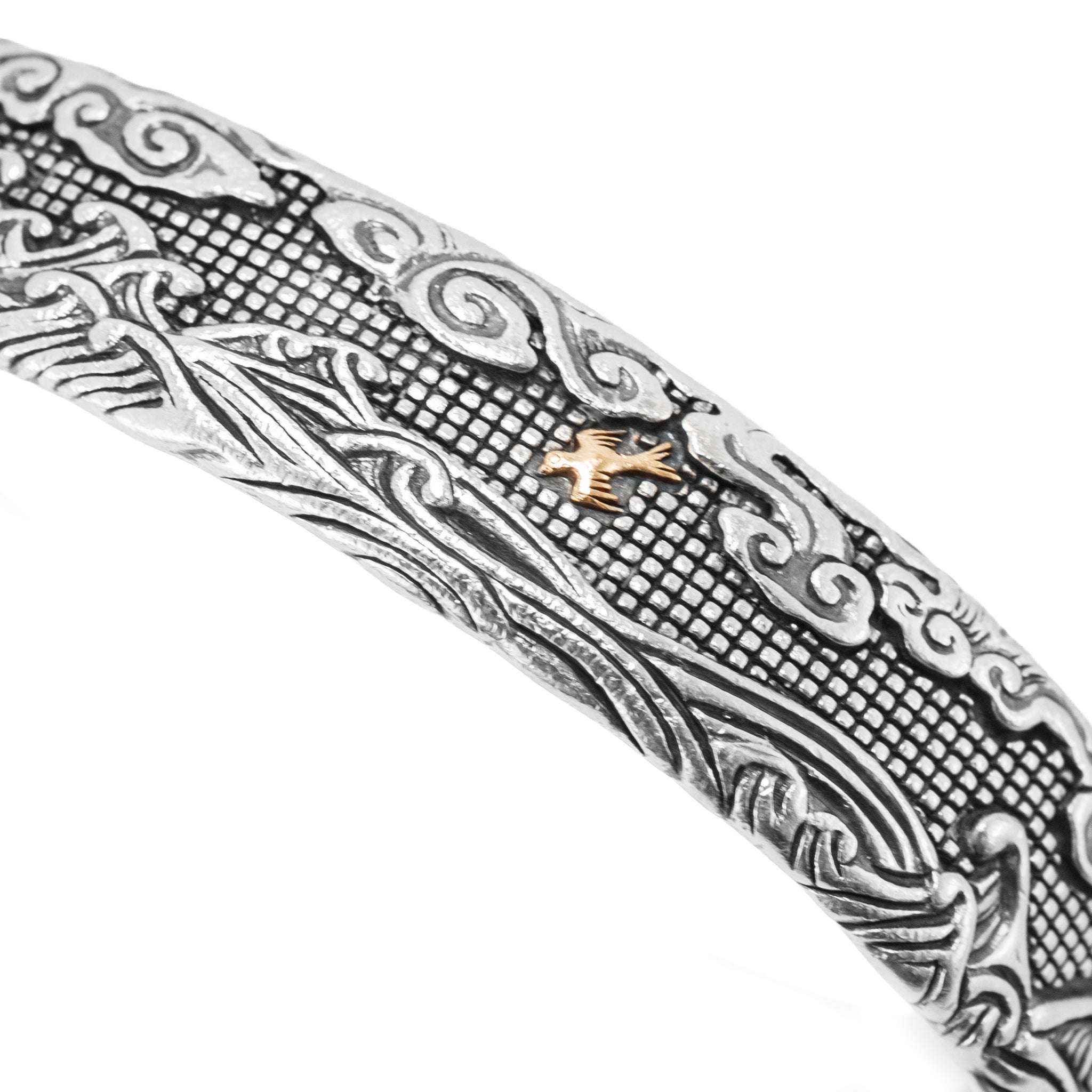 Men’s David Yurman Waves Sterling Silver & 18K Yellow Gold 12MM Cuff Bracelet