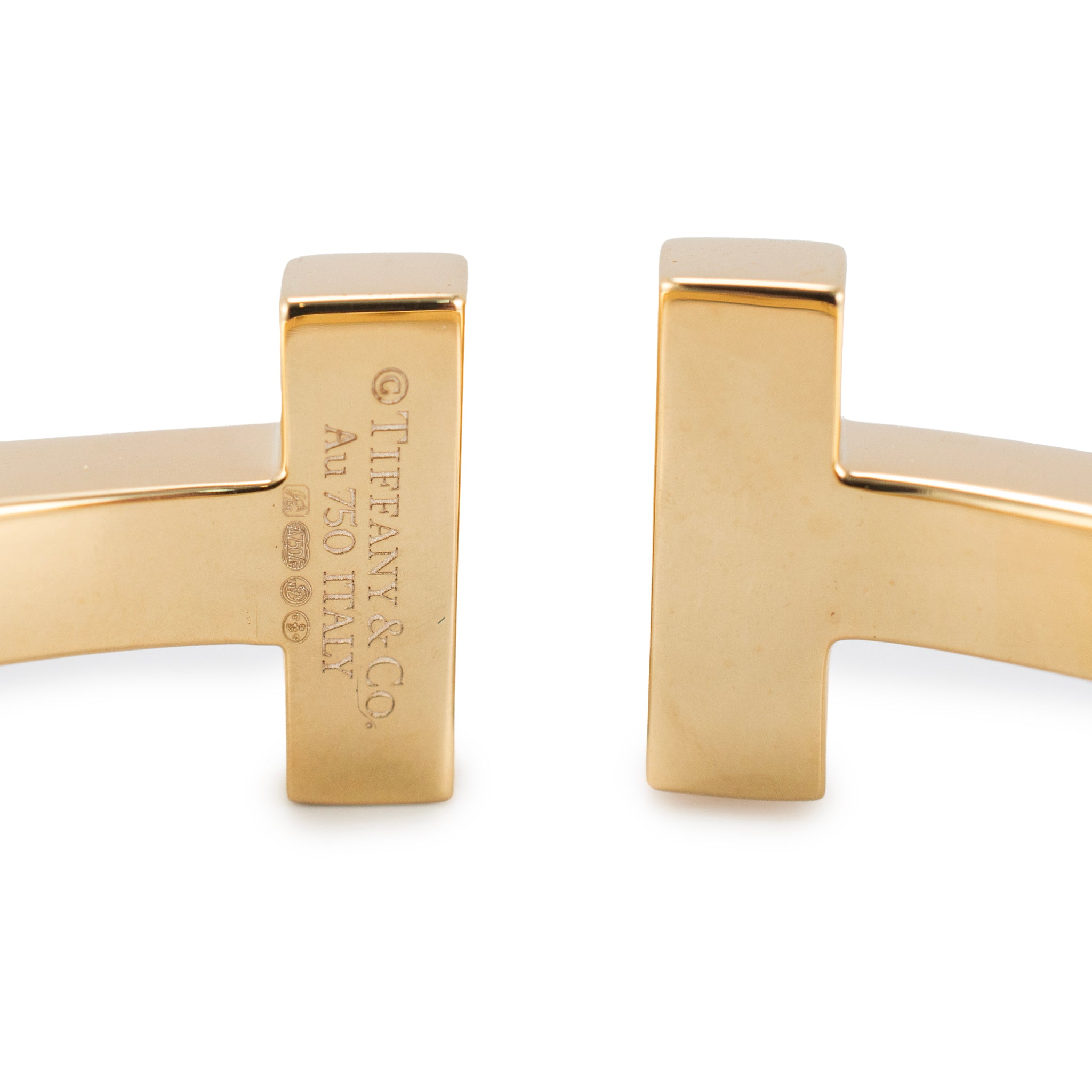 Tiffany & Co. Iconic Tiffany T Square 18K Yellow Gold Cuff Bangle Bracelet