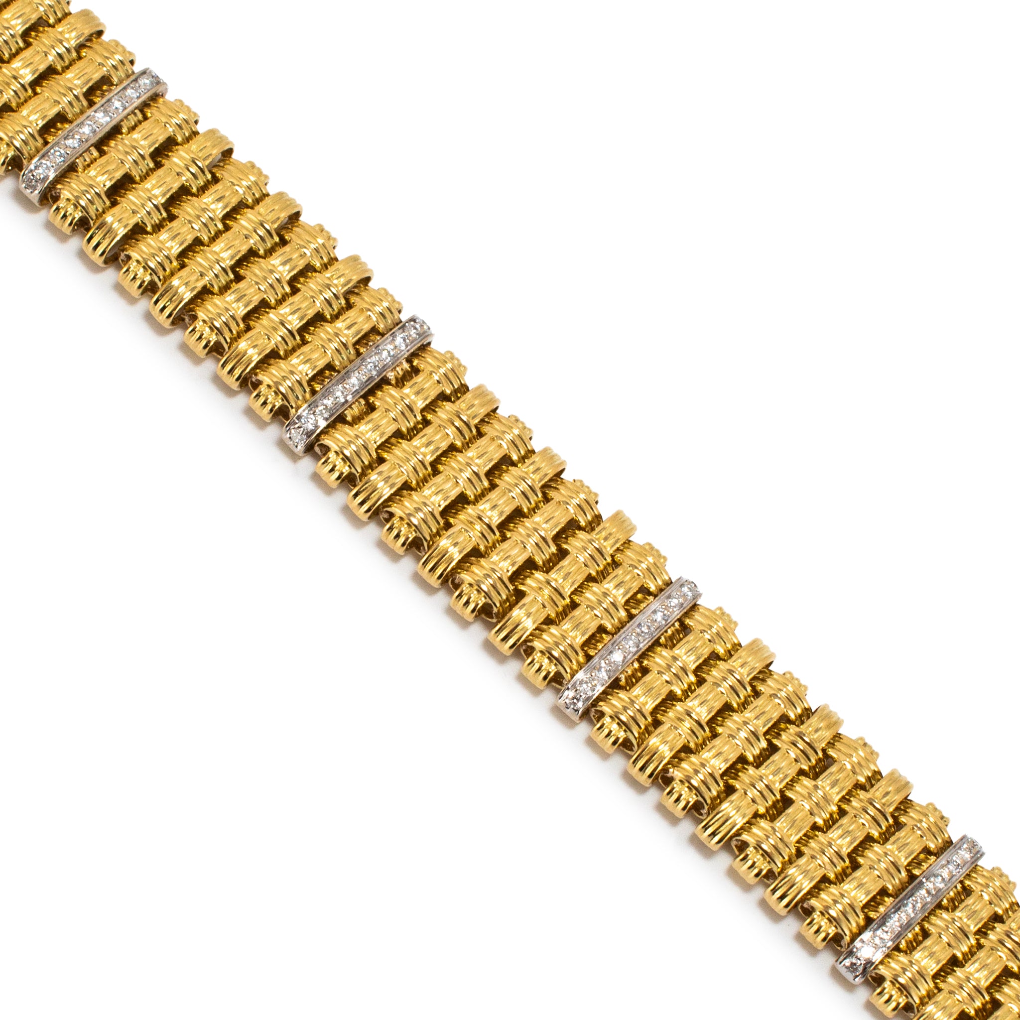 Roberto Coin Appassionata Woven 18K Yellow Gold 0.55ctw Diamond Link Bracelet