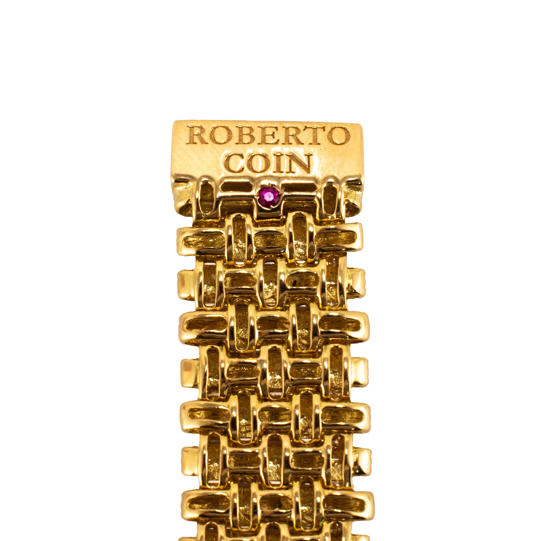Roberto Coin Appassionata Woven 18K Yellow Gold 0.55ctw Diamond Link Bracelet