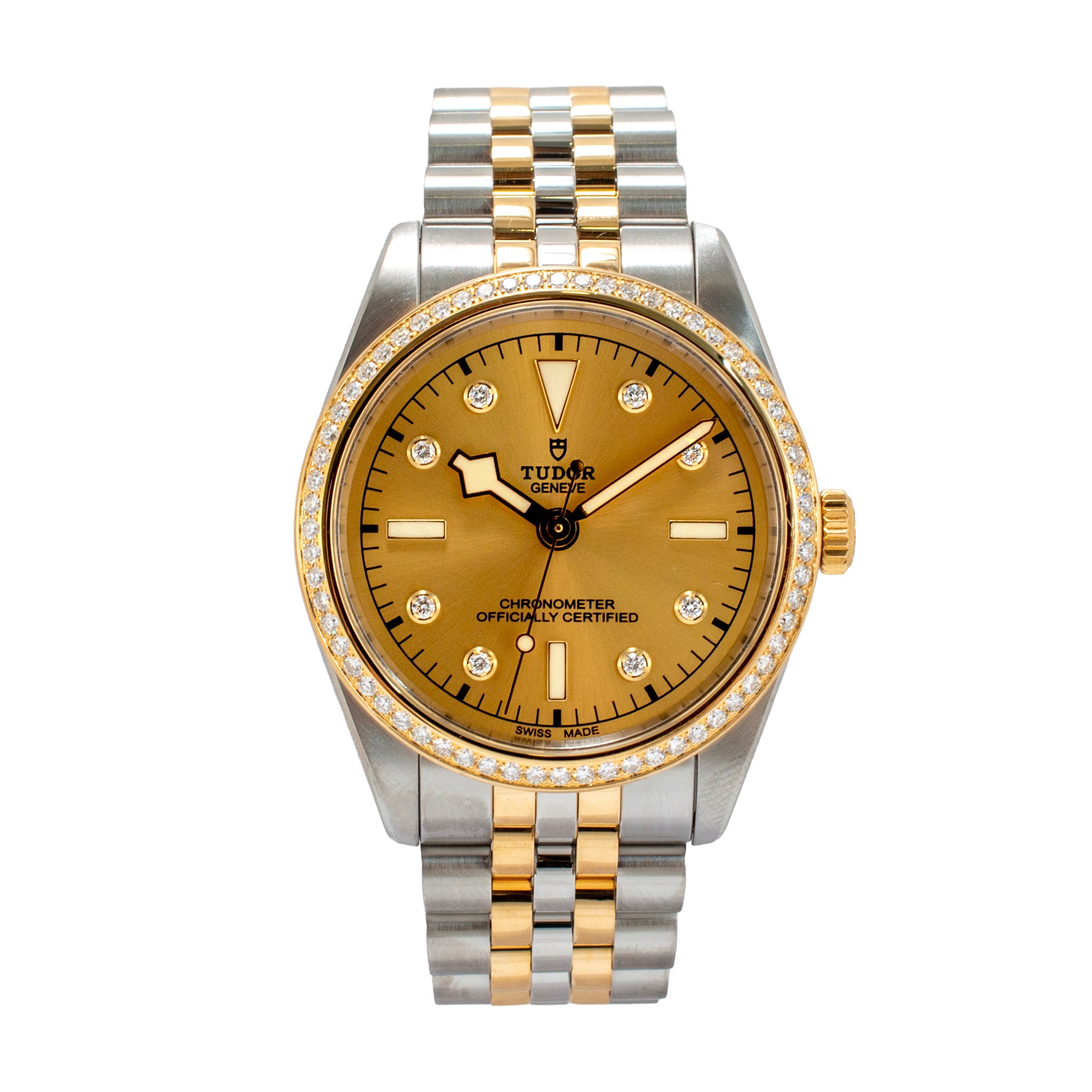 Tudor Black Bay One 36MM 79653 Champagne Diamond Dial Gold Steel Watch