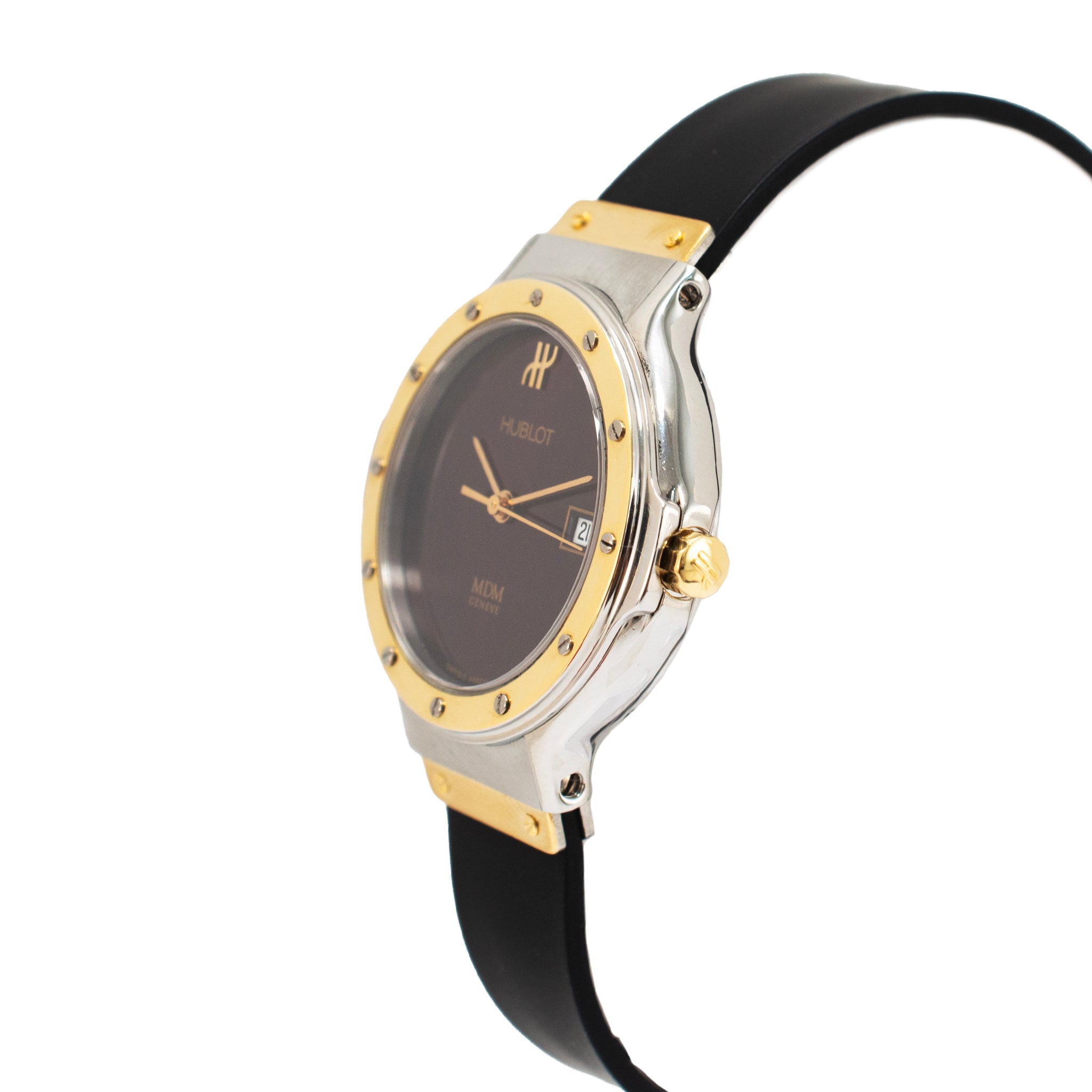 Ladies Hublot Classic Mdm 26MM 1391.2 Red Dial Two Tone Gold Steel Quartz Watch