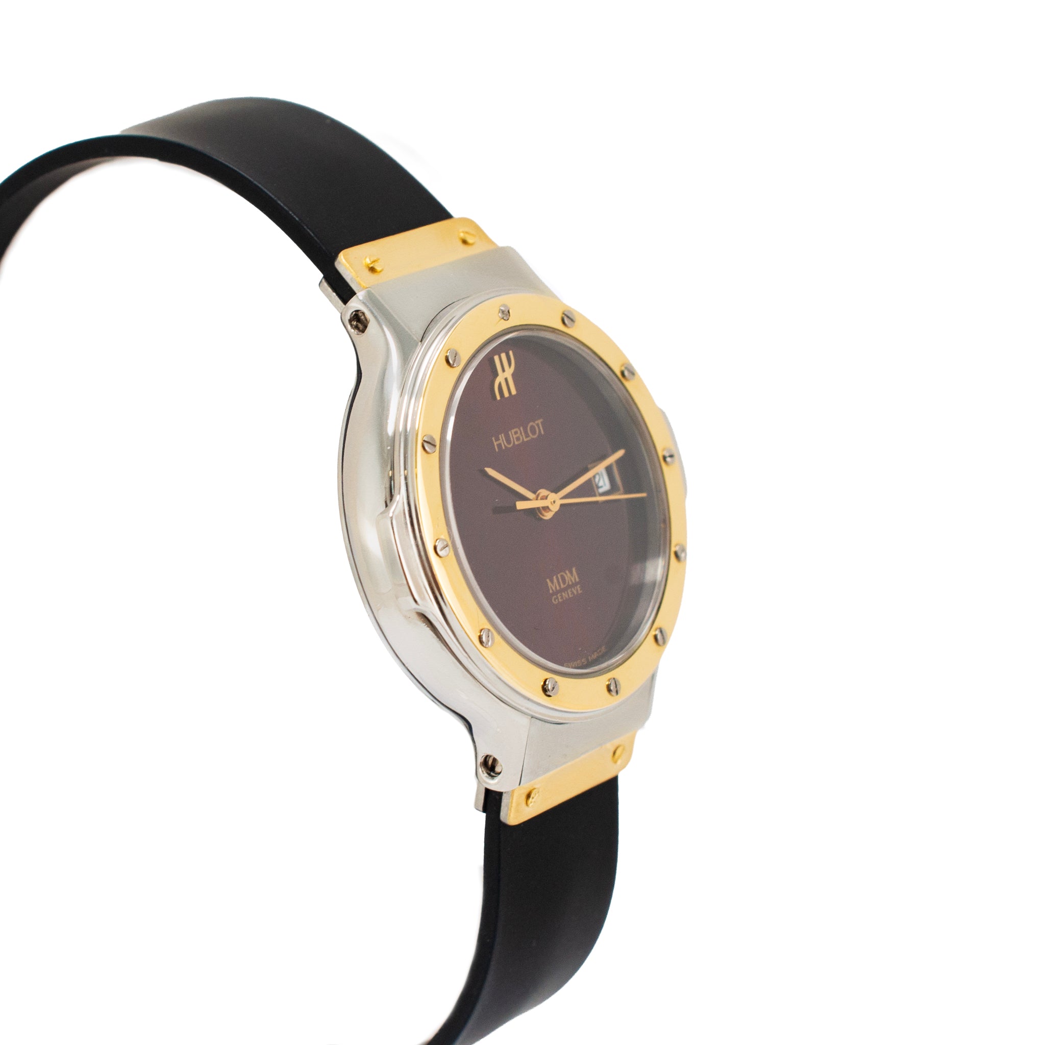 Ladies Hublot Classic Mdm 26MM 1391.2 Red Dial Two Tone Gold Steel Quartz Watch