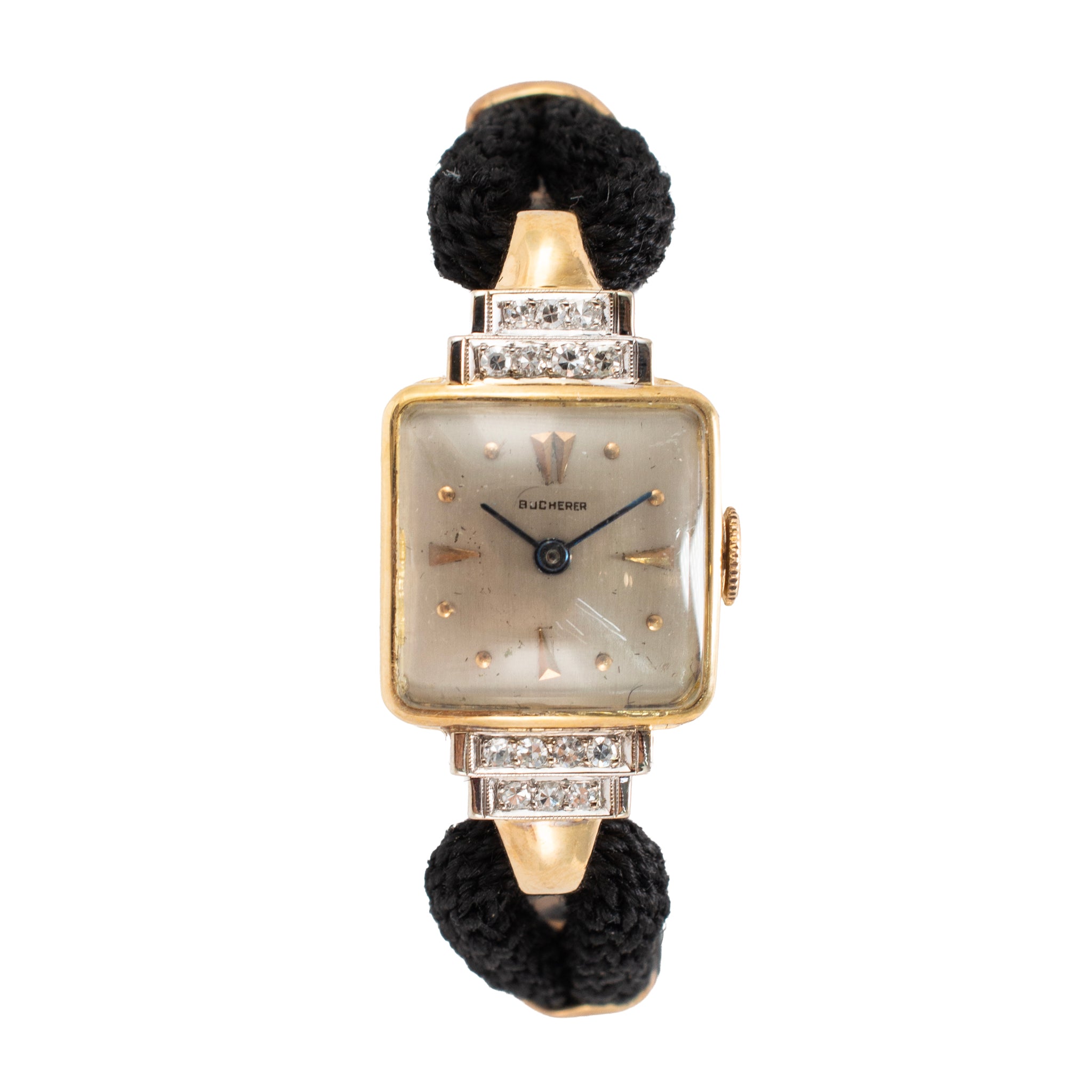 Ladies Vintage Retro Bucherer Cocktail 17MM Diamond 18K Gold Mechanical Watch