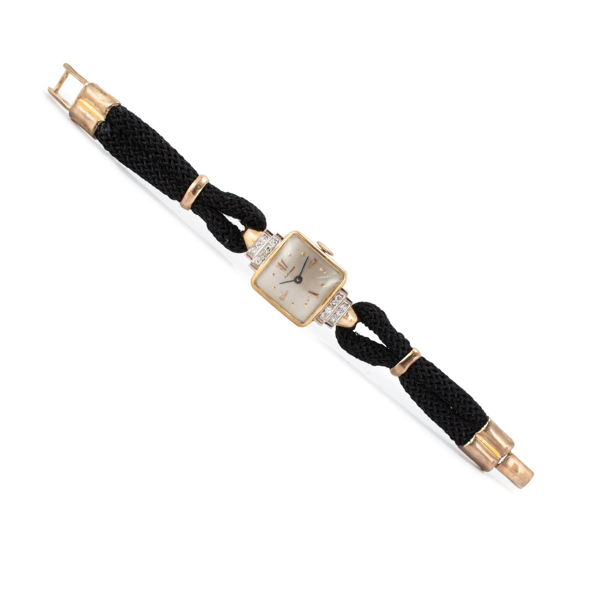 Ladies Vintage Retro Bucherer Cocktail 17MM Diamond 18K Gold Mechanical Watch