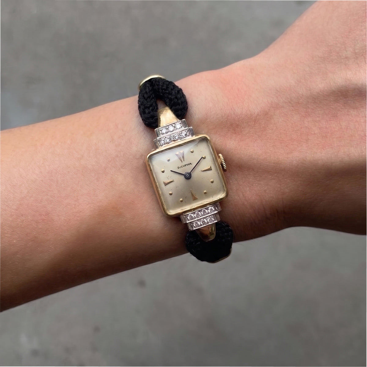 Ladies Vintage Retro Bucherer Cocktail 17MM Diamond 18K Gold Mechanical Watch