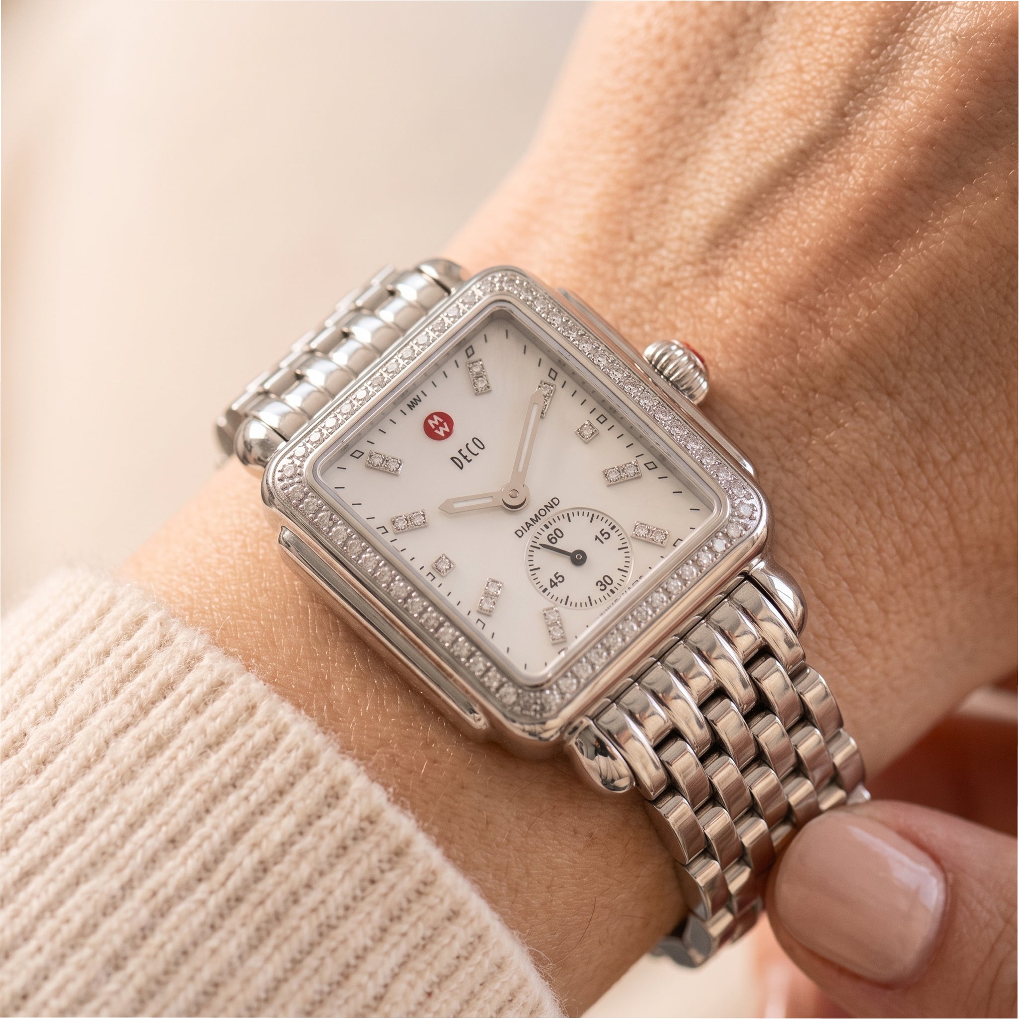 MICHELE by Fossil Deco Stainless Steel Diamond Wrist Watch | DJP