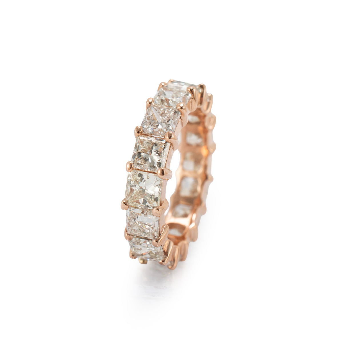 Men’s 10K Rose Gold 10.55ctw Princess Cut Diamond Eternity Band Ring
