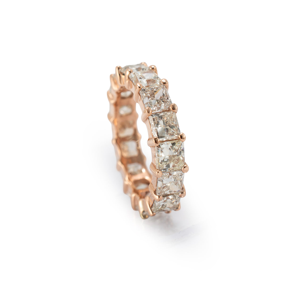 Men’s 10K Rose Gold 10.55ctw Princess Cut Diamond Eternity Band Ring