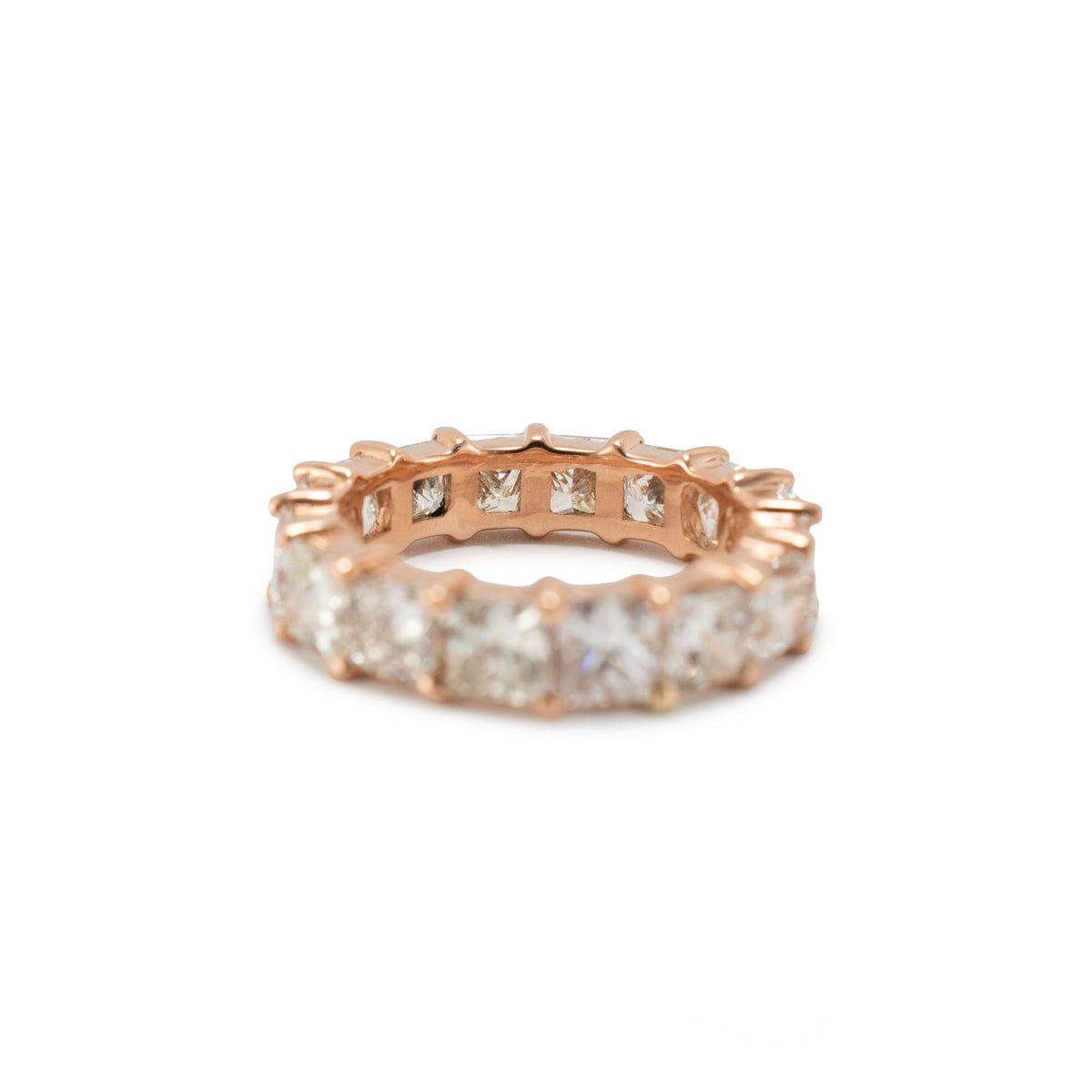 Men’s 10K Rose Gold 10.55ctw Princess Cut Diamond Eternity Band Ring
