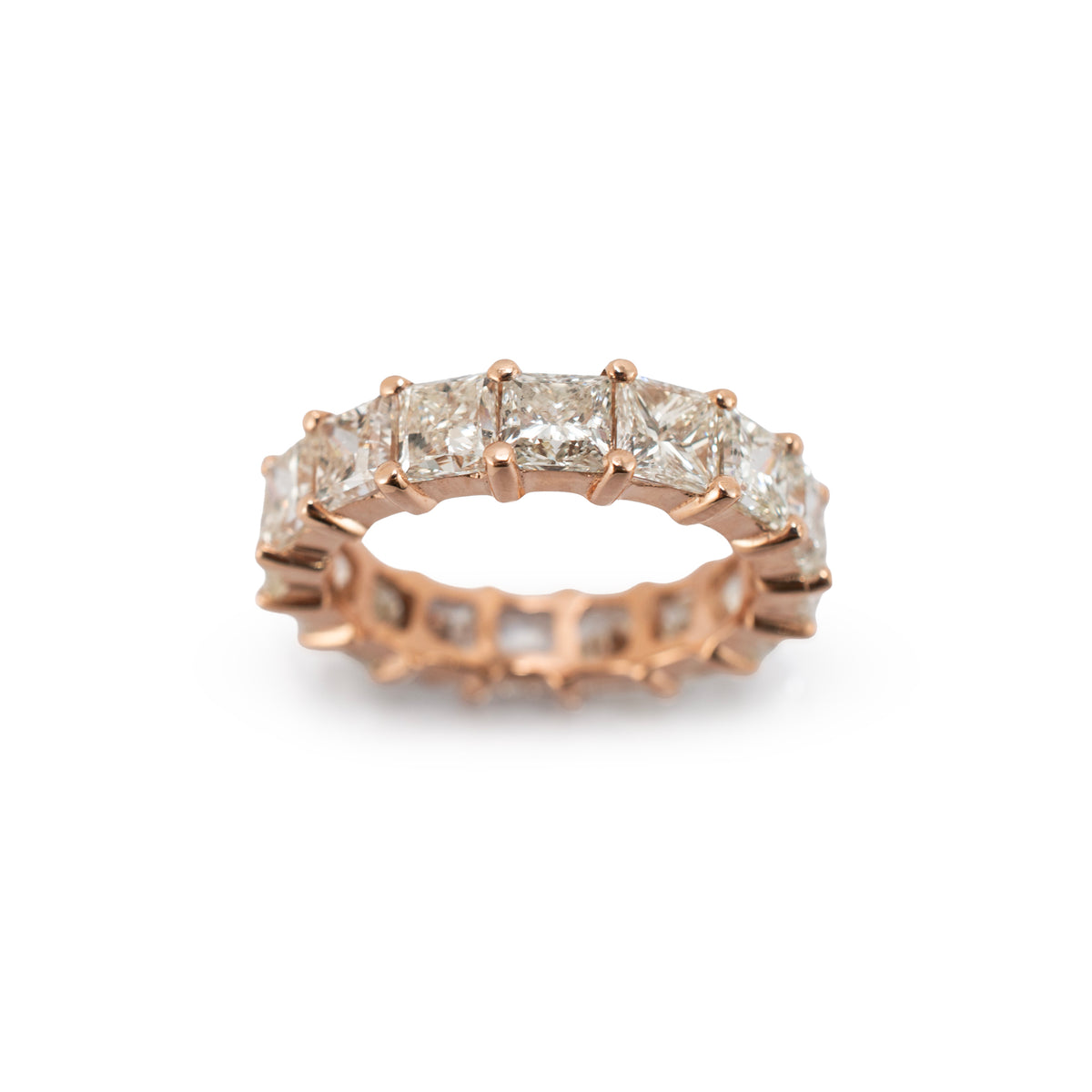 Men’s 10K Rose Gold 10.55ctw Princess Cut Diamond Eternity Band Ring