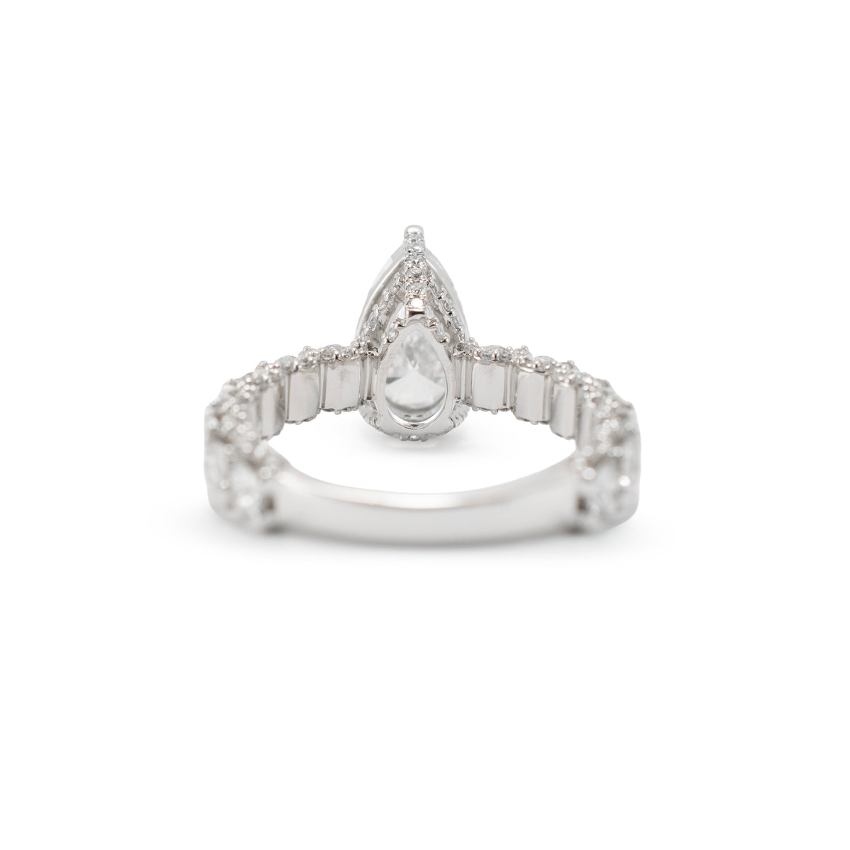 10K White Gold Igi 4.26ctw Pear Shape Lab Grown Diamond Halo Pave Engagement Ring