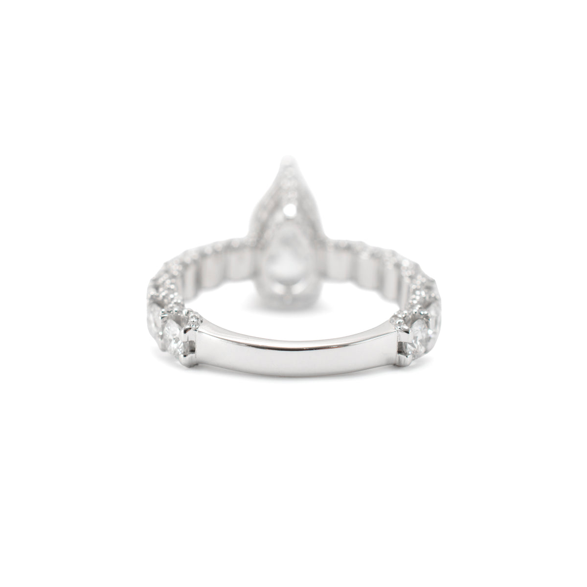 10K White Gold Igi 4.26ctw Pear Shape Lab Grown Diamond Halo Pave Engagement Ring