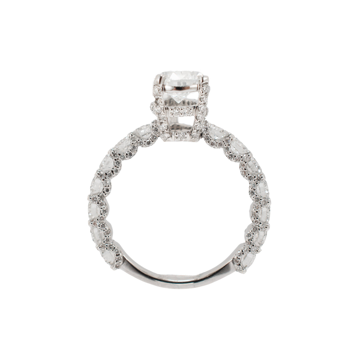 10K White Gold Igi 4.26ctw Pear Shape Lab Grown Diamond Halo Pave Engagement Ring