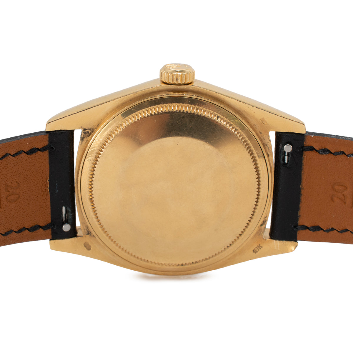 Vintage Rolex Day Date 36MM 18038 Spanish Black Strap 18K Yellow Gold Watch