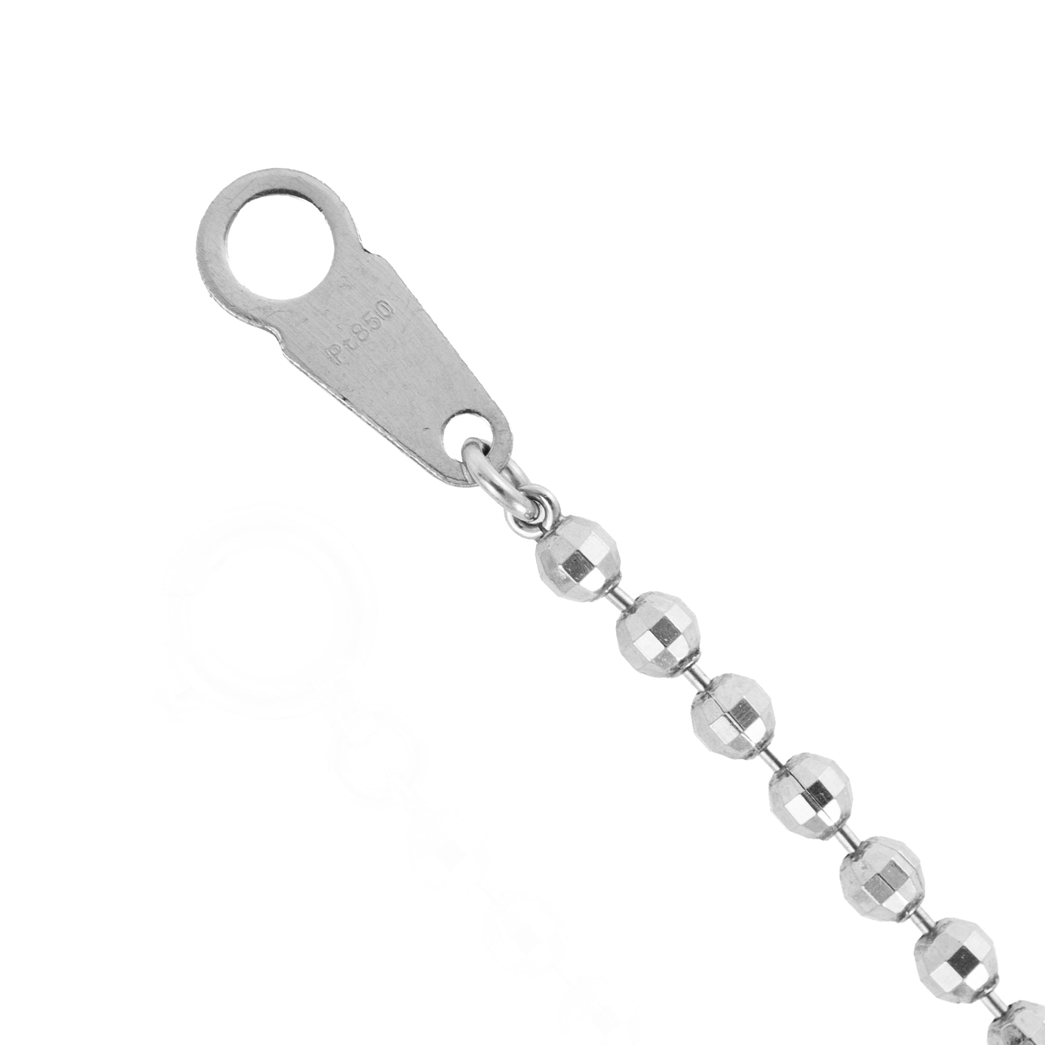 850 Platinum 2.1mm Faceted Diamond Cut Ball Bead Spherical Link Chain Necklace