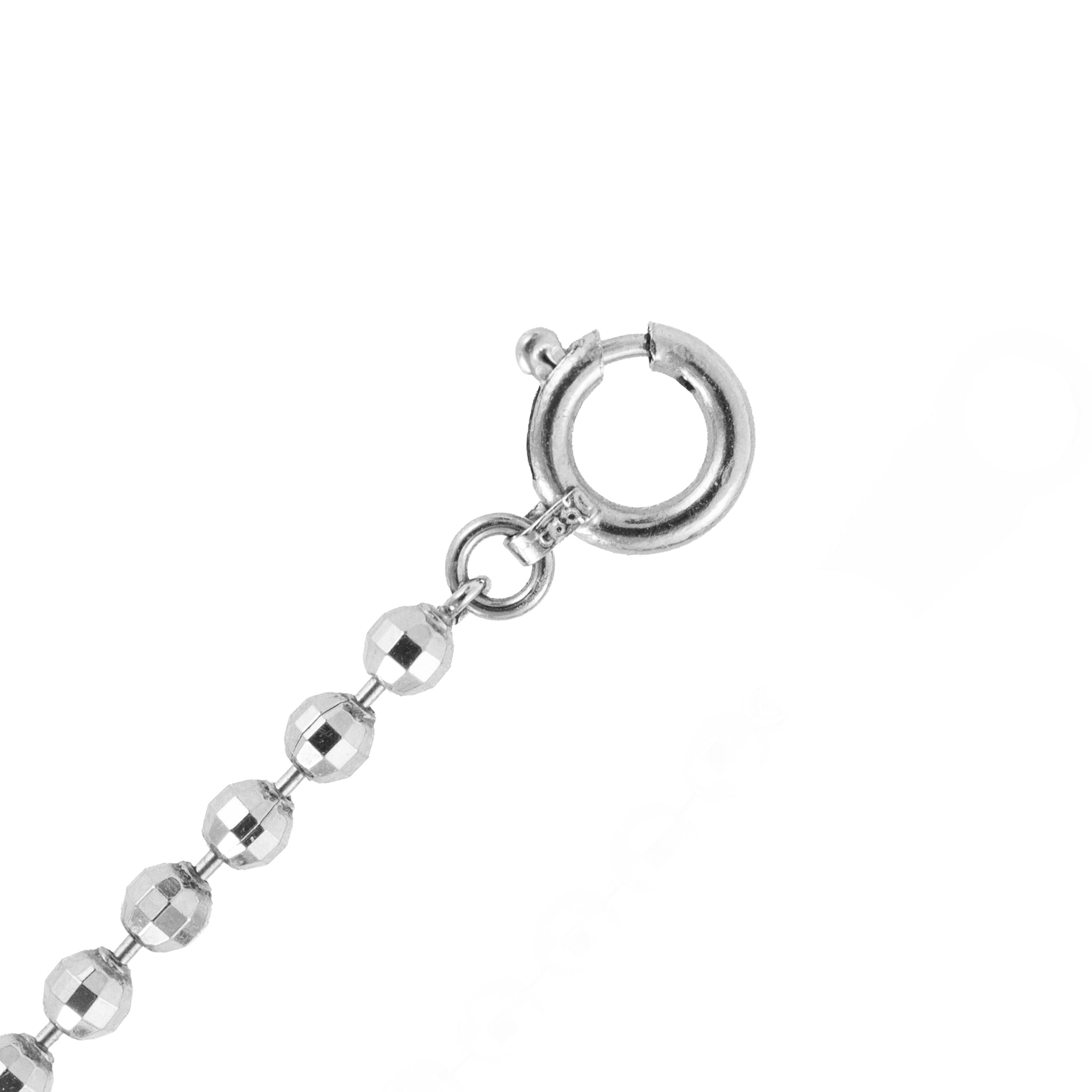 850 Platinum 2.1mm Faceted Diamond Cut Ball Bead Spherical Link Chain Necklace
