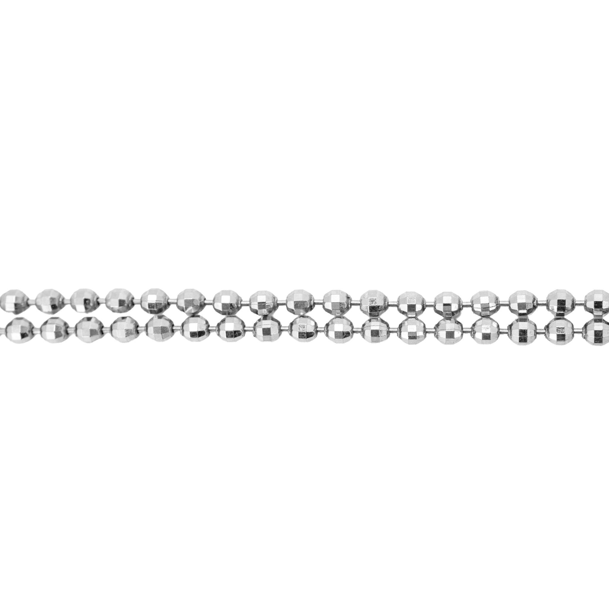 850 Platinum 2.1mm Faceted Diamond Cut Ball Bead Spherical Link Chain Necklace